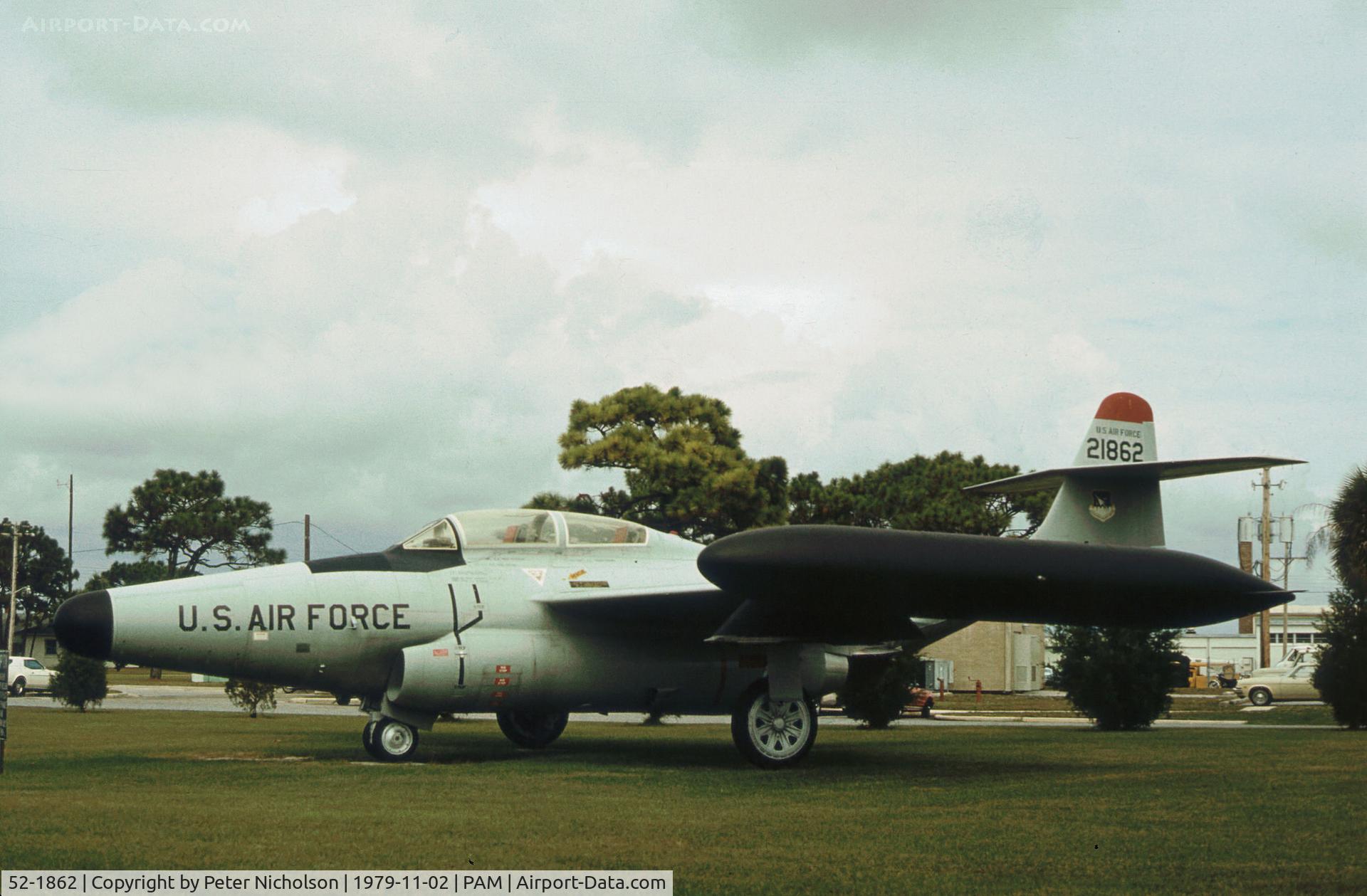 52-1862, 1952 Northrop F-89D Scorpion C/N Not found 52-1862, F-89D Scorpion on display at Tyndall AFB in November 1979.