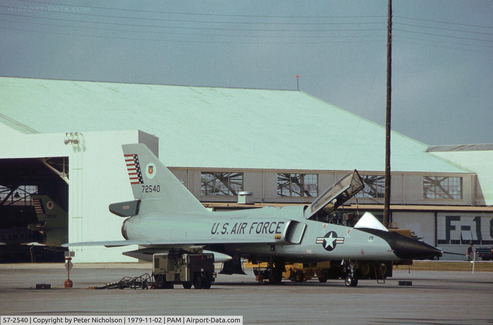 57-2540, 1957 Convair F-106B Delta Dart C/N 8-27-34, F-106B Delta Dart of the 95th Fighter Interceptor Training Squadron at Tyndall AFB in November 1979.
