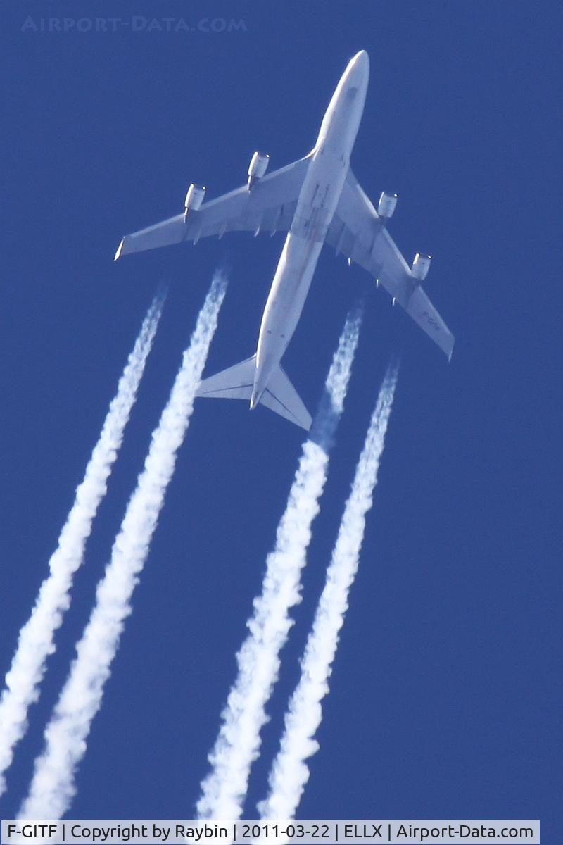 F-GITF, 1992 Boeing 747-428 C/N 25602, Over LUX