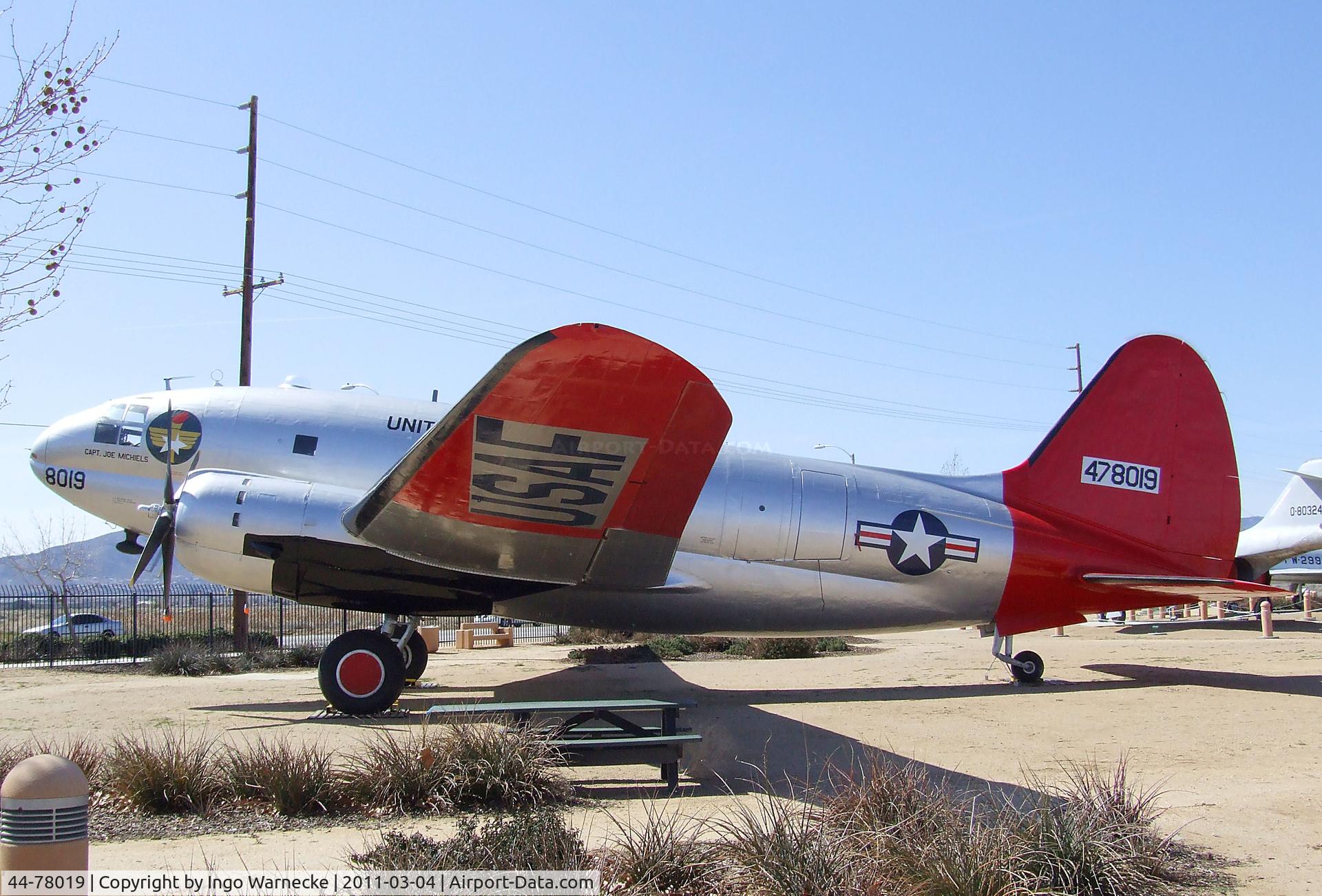 44-78019, 1945 Curtiss C-46D-15-CU Commando C/N 33415, Curtiss C-46D Commando at the Joe Davies Heritage Airpark, Palmdale CA