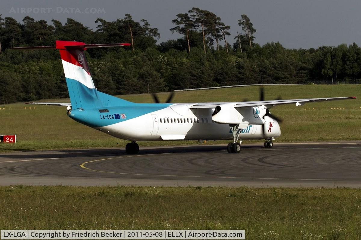 LX-LGA, 2007 De Havilland Canada DHC-8-402Q Dash 8 C/N 4159, holding point RW24
