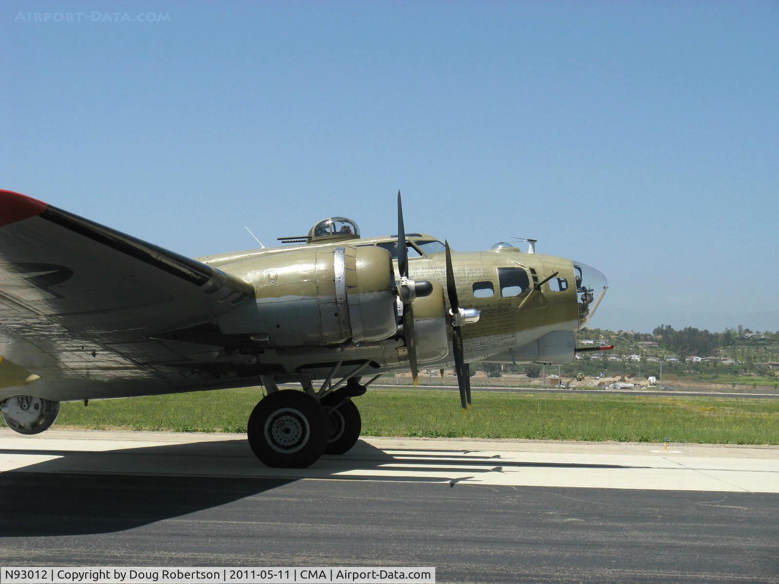 N93012, 1944 Boeing B-17G-30-BO Flying Fortress C/N 32264, 1944 Boeing B-17G FLYING FORTRESS 'Nine O Nine', four Turbocharged Wright Cyclone R-1820-97 1,200 Hp each, Limited/Experimental class, taxi after landing Rwy 26