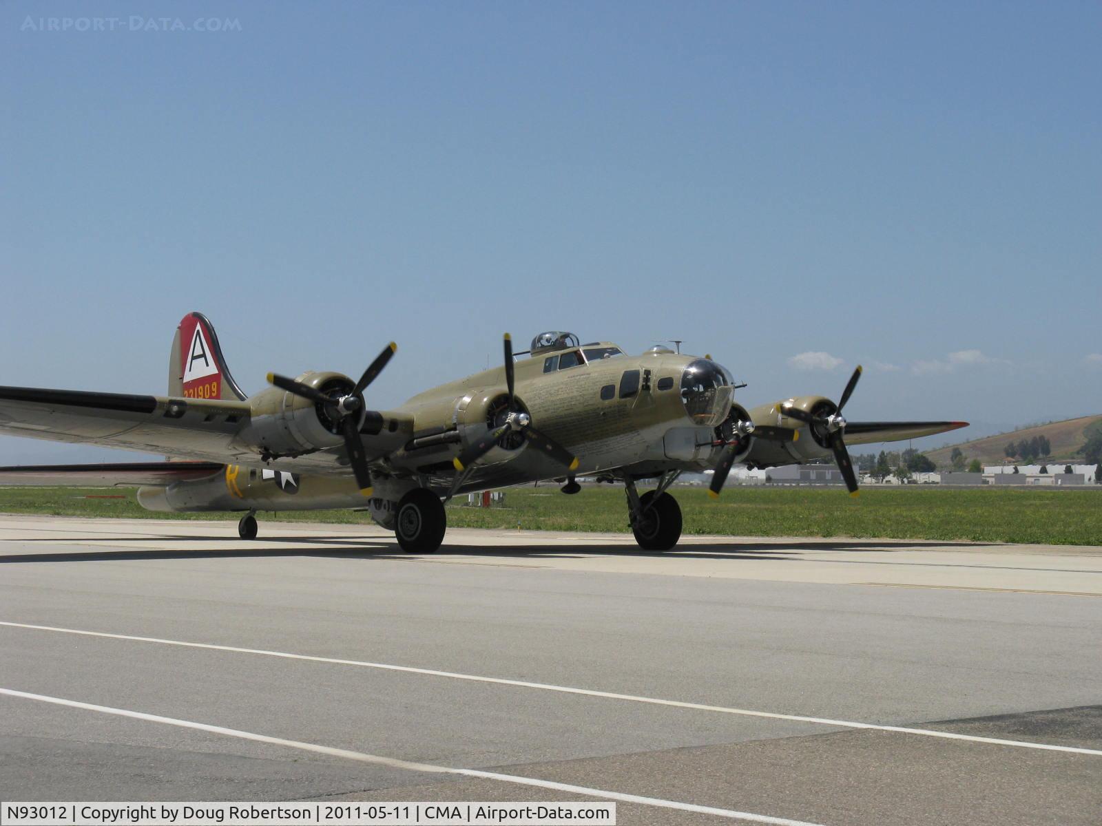 N93012, 1944 Boeing B-17G-30-BO Flying Fortress C/N 32264, 1944 Boeing B-17G FLYING FORTRESS 'Nine O Nine', four Turbocharged Wright Cyclone R-1820-97 1,200 Hp each, Limited/Experimental class, taxi after landing Rwy 26