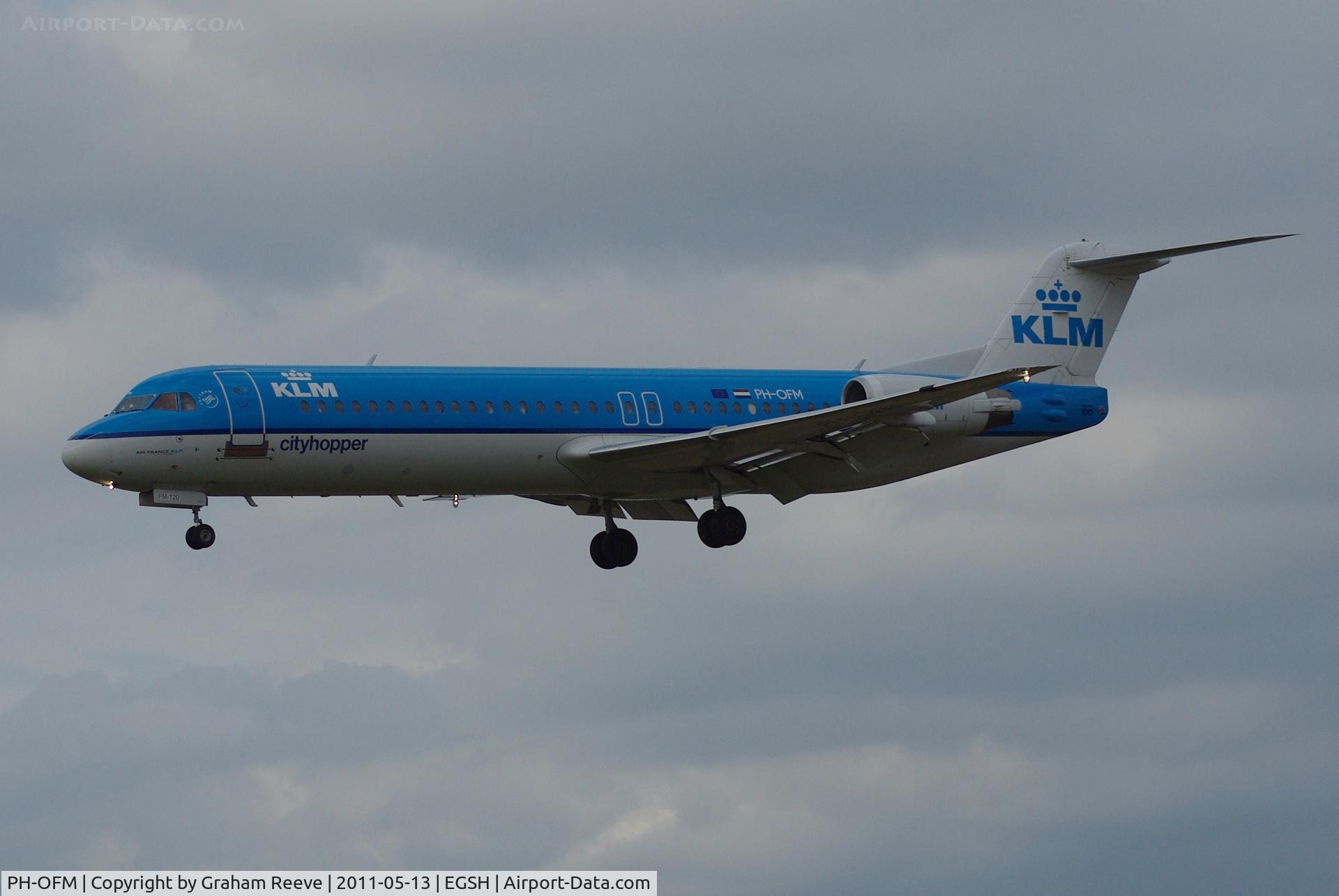 PH-OFM, 1993 Fokker 100 (F-28-0100) C/N 11475, About to land.