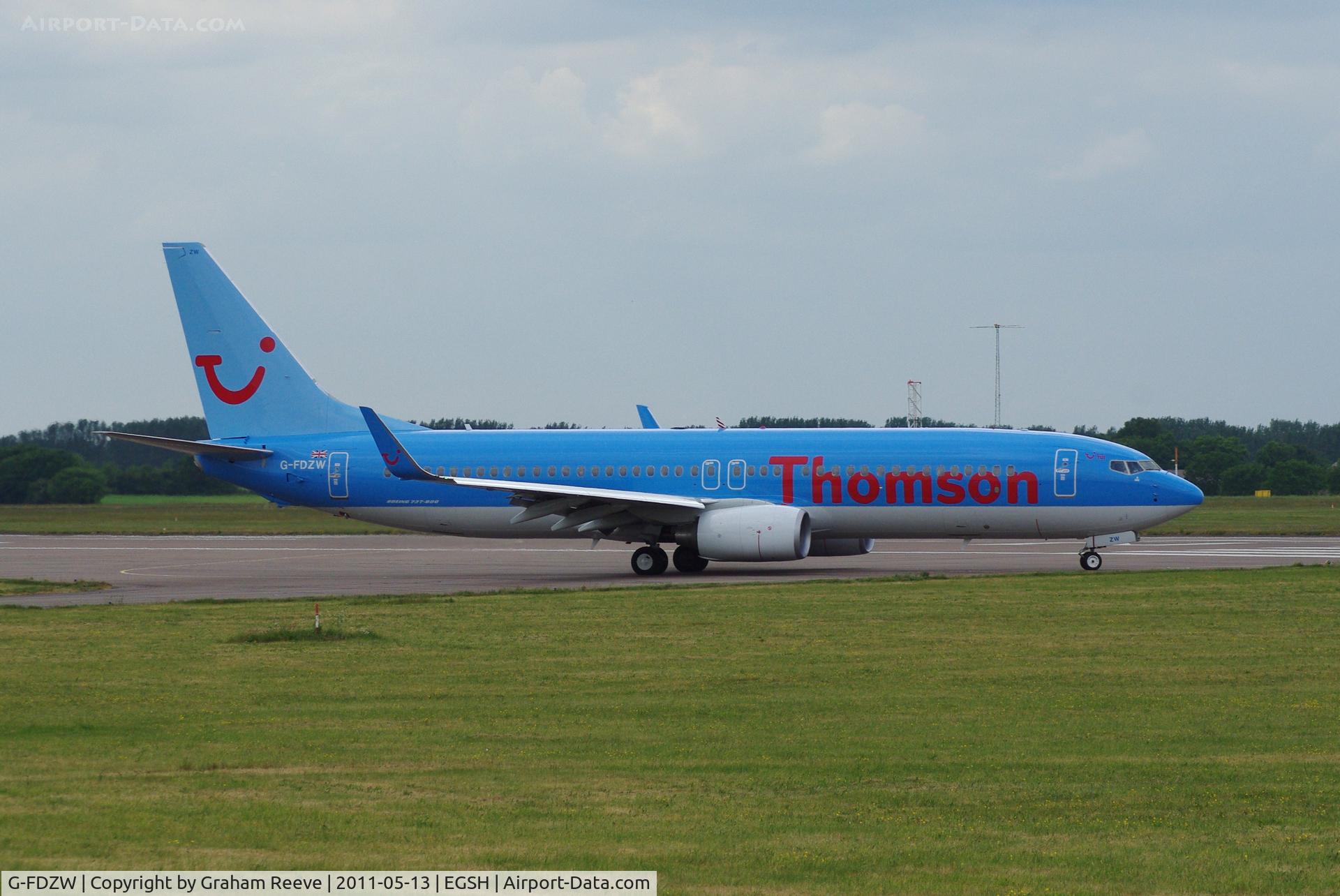 G-FDZW, 2011 Boeing 737-8K5 C/N 37254, About to depart.