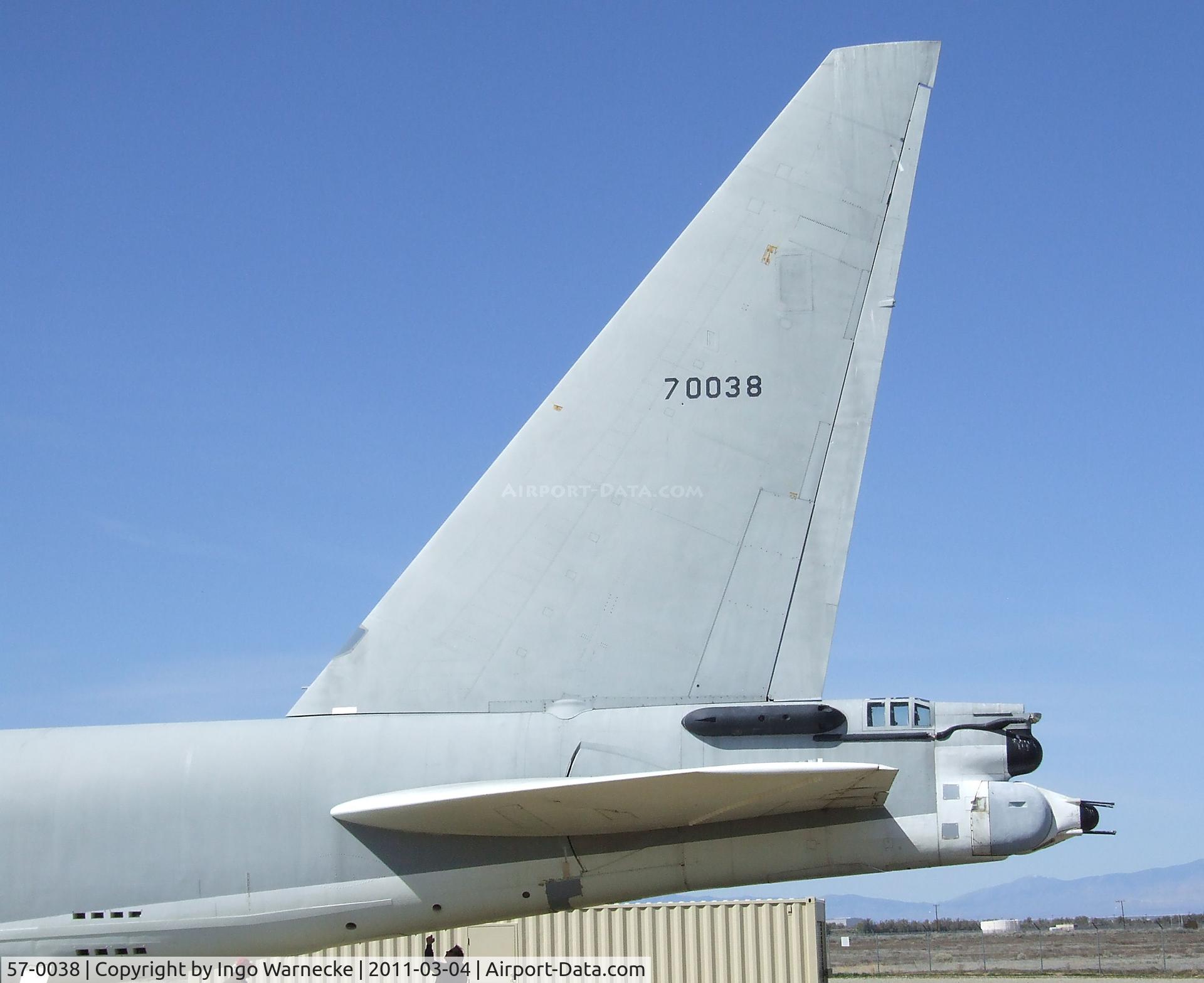 57-0038, 1958 Boeing B-52F-105-BO Stratofortress C/N 17432, Boeing JB-52F Stratofortress at the Joe Davies Heritage Airpark, Palmdale CA