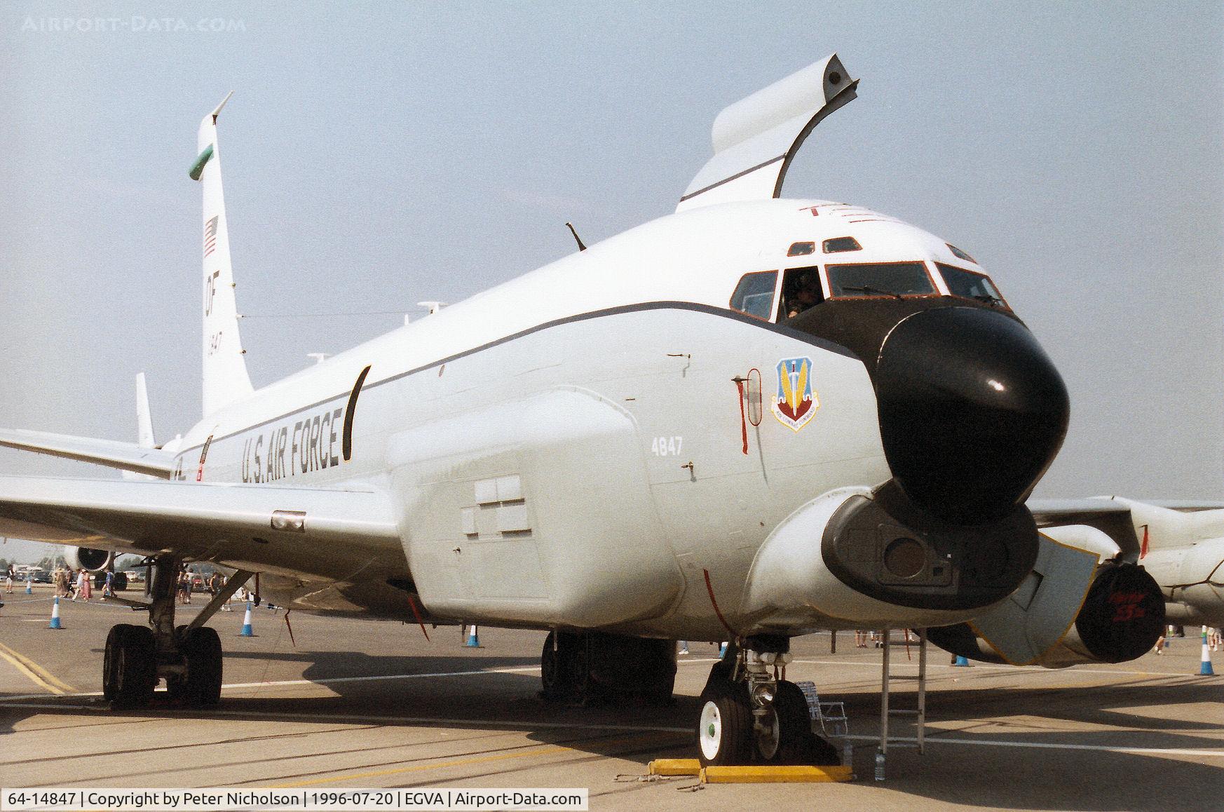 64-14847, 1964 Boeing RC-135U Combat Sent C/N 18747, RC-135U Combat Sent intelligence aircraft of Offutt AFB's 38th Reconnaissance Squadron/55th Wing on display at the 1996 Royal Intnl Air Tattoo at RAF Fairford.