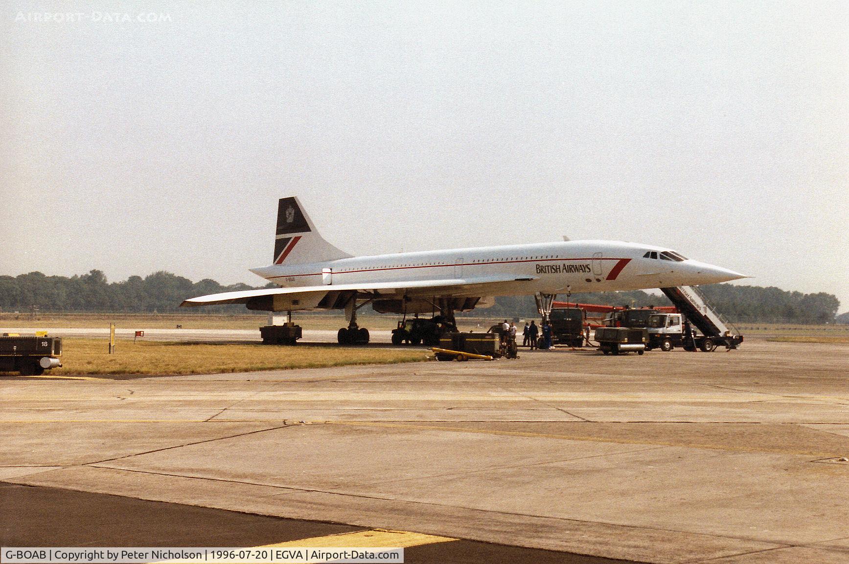 G-BOAB, 1976 Aerospatiale-BAC Concorde 1-102 C/N 100-008, Concorde 102 of British Airways was a visitor to the 1996 Royal Intnl Air Tattoo at RAF Fairford.