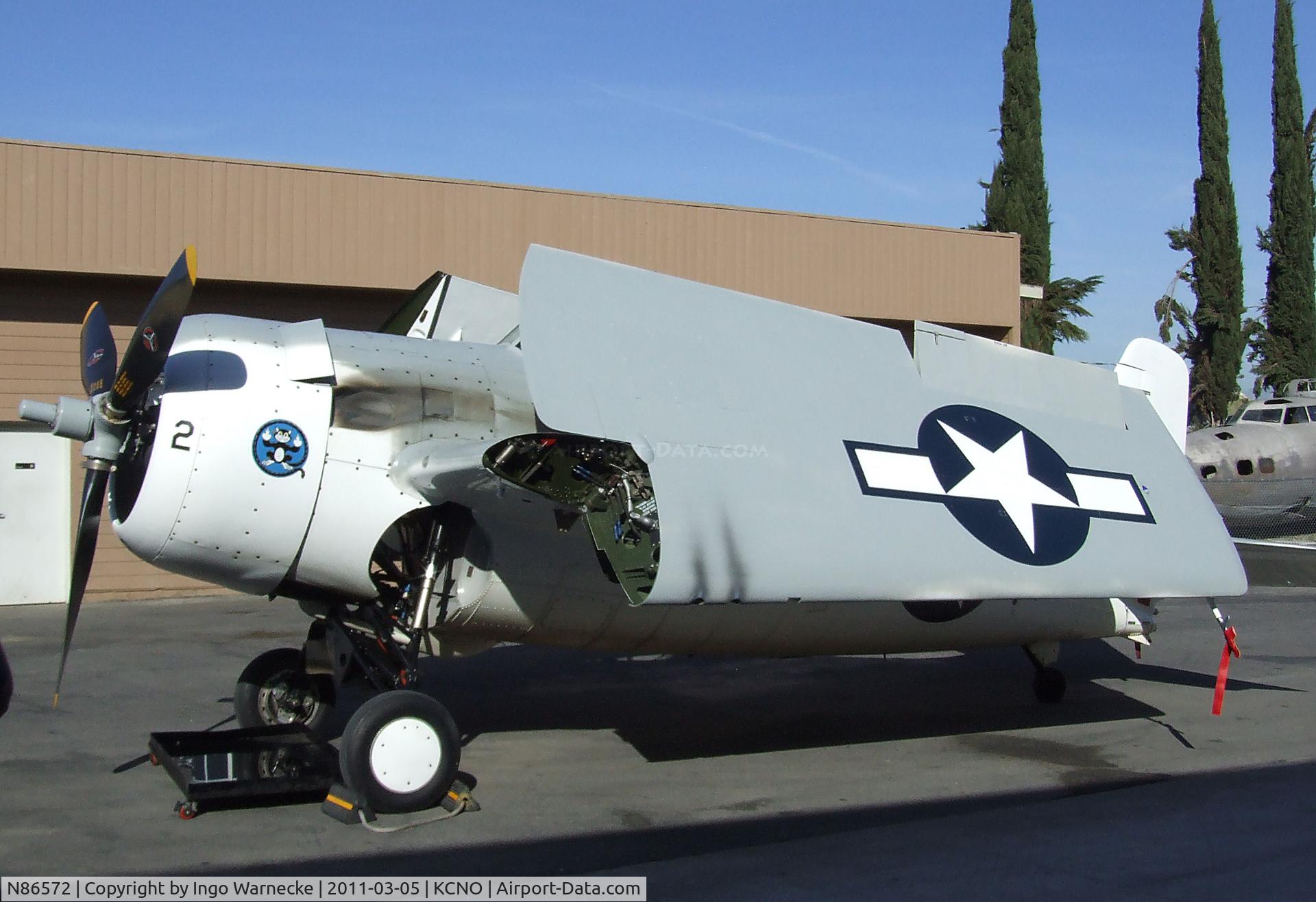 N86572, General Motors (Grumman) FM-2 Wildcat C/N 5626, Grumman (General Motors) FM-2 (F4F) Wildcat visiting for a lecture and flight demonstration at the Planes of Fame Museum, Chino CA