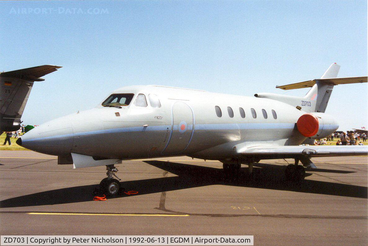 ZD703, British Aerospace BAe-125 CC.3 C/N 257183, Another view of the 32 Squadron BAe 125 CC.3 from RAF Northolt on display at the 1992 Air Tournament International at Boscombe Down.