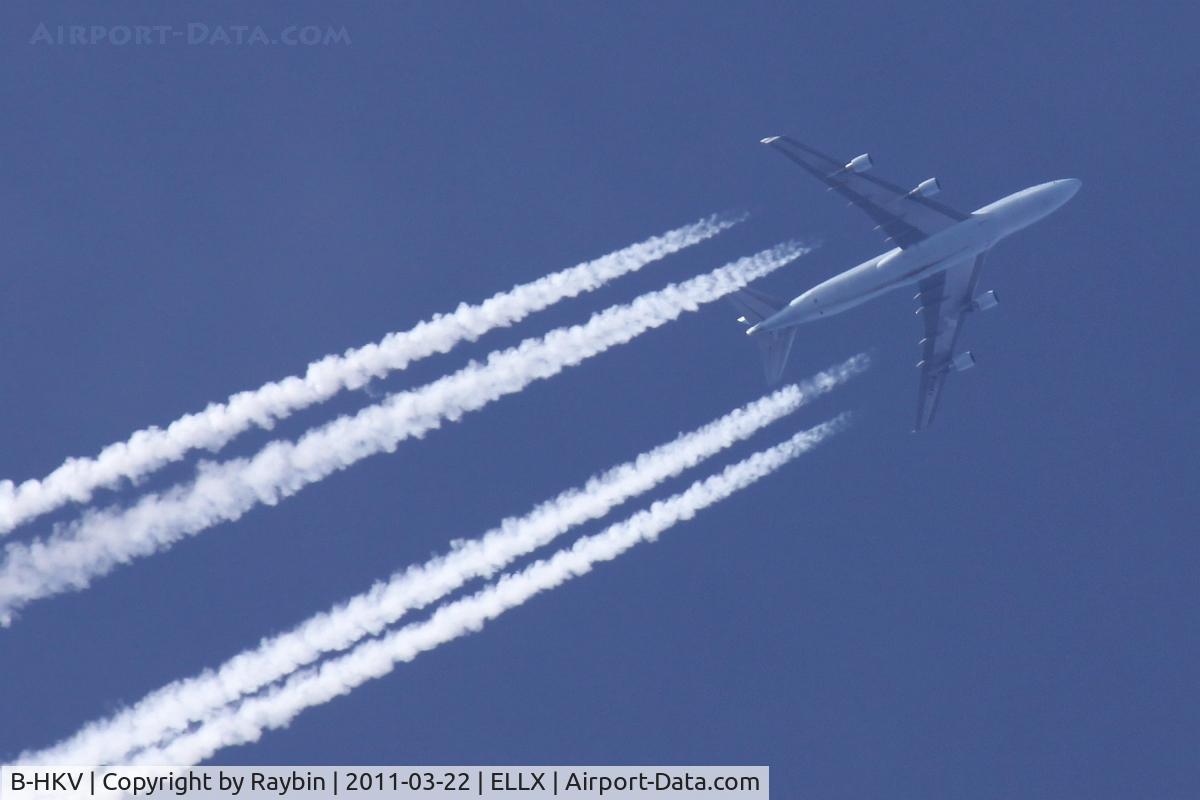 B-HKV, Boeing 747-412 C/N 26552, Heading east over LUX