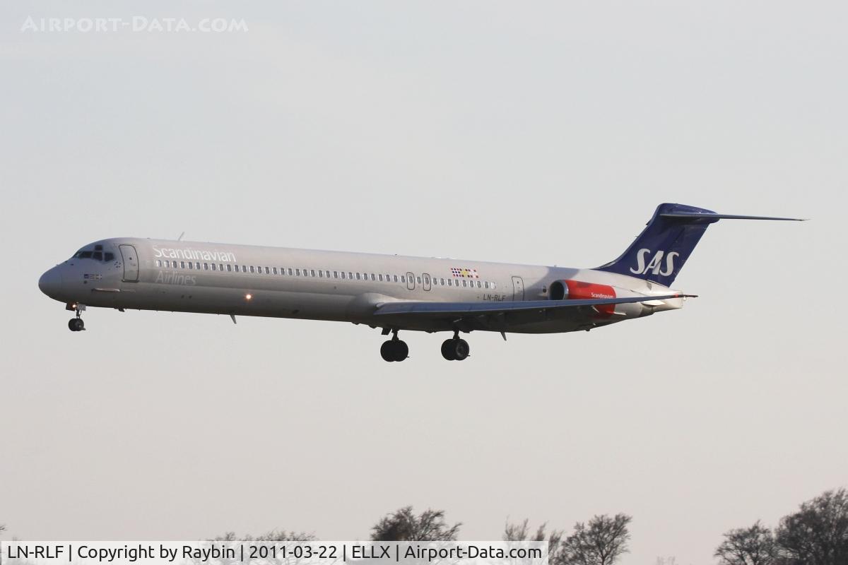 LN-RLF, 1985 McDonnell Douglas MD-82 (DC-9-82) C/N 49383, Evening flight from Kobenhaven