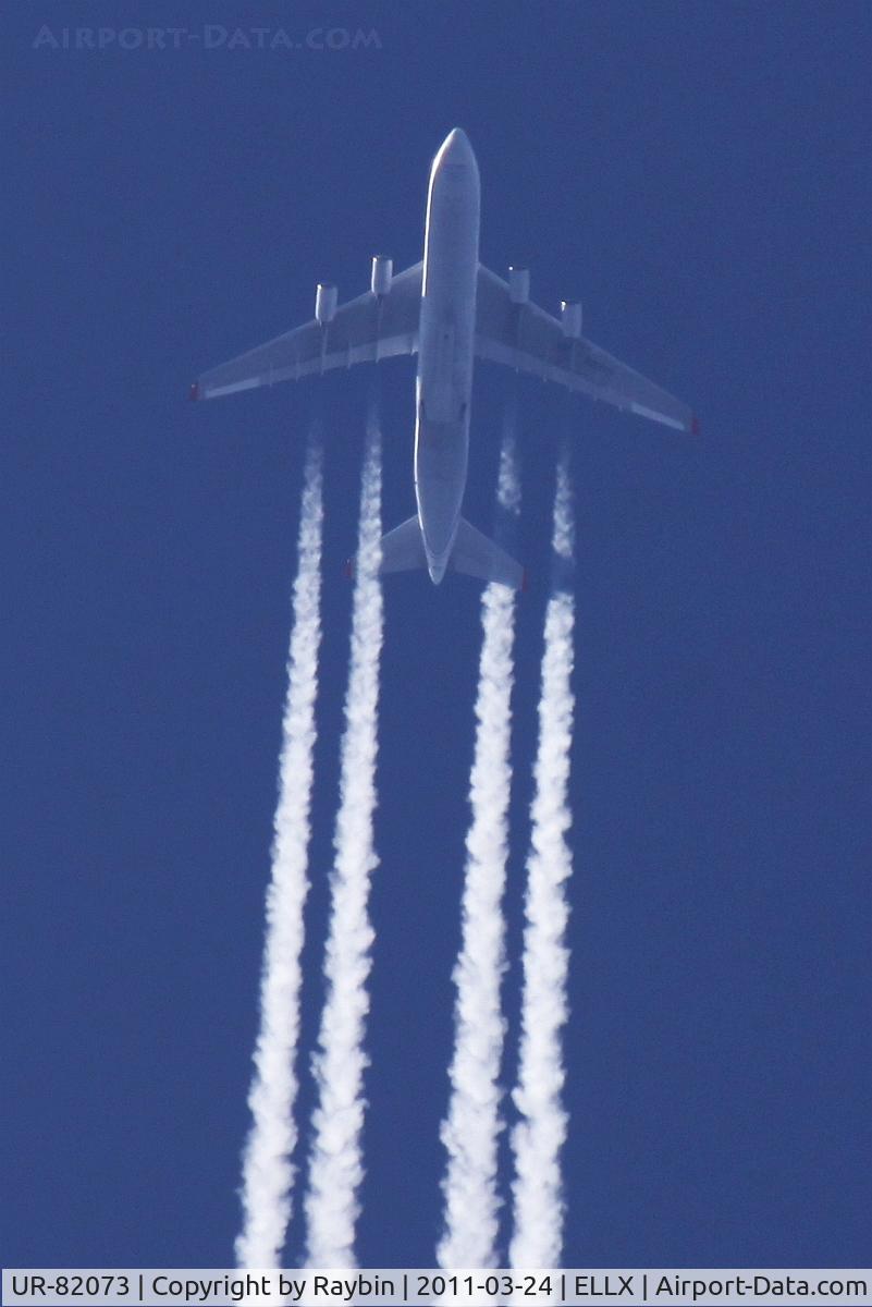 UR-82073, 1994 Antonov An-124-100 Ruslan C/N 9773054359139, Heading east over LUX