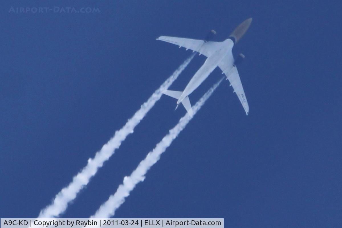 A9C-KD, 1999 Airbus A330-243 C/N 287, Heading south over LUX
