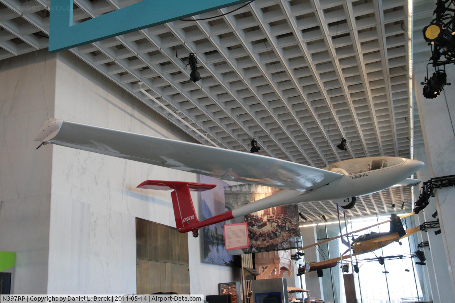 N397RP, 1998 Rensselaer Polytechnic Inst RP-3 C/N DASH3, This was the third experimental glider built by the students of RPI and the first two-place version.  It is on display at the New York State Museum in Albany.
