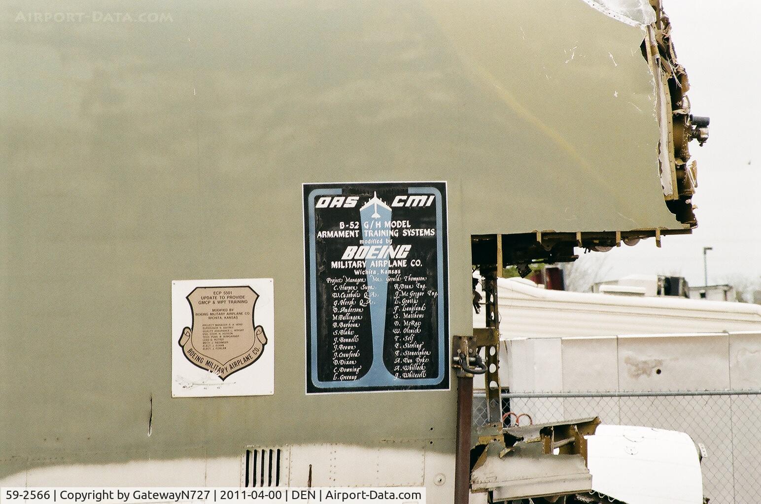 59-2566, Boeing B-52G Stratofortress C/N 464329, Just outside Stapleton Airport.