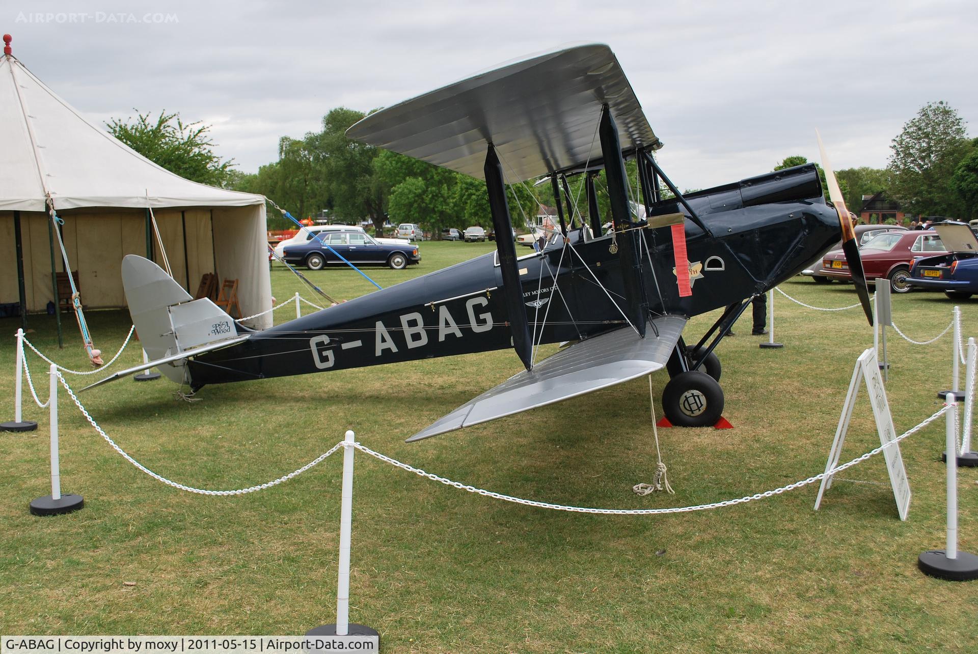 G-ABAG, 1930 De Havilland DH60G Gipsy Moth C/N 1259, Gipsy Moth at a Rolls Royce and Bentley owners do at Runnymede. These were real Rollers and Bentleys, not the junk now produced by BMW and Volkswagen.