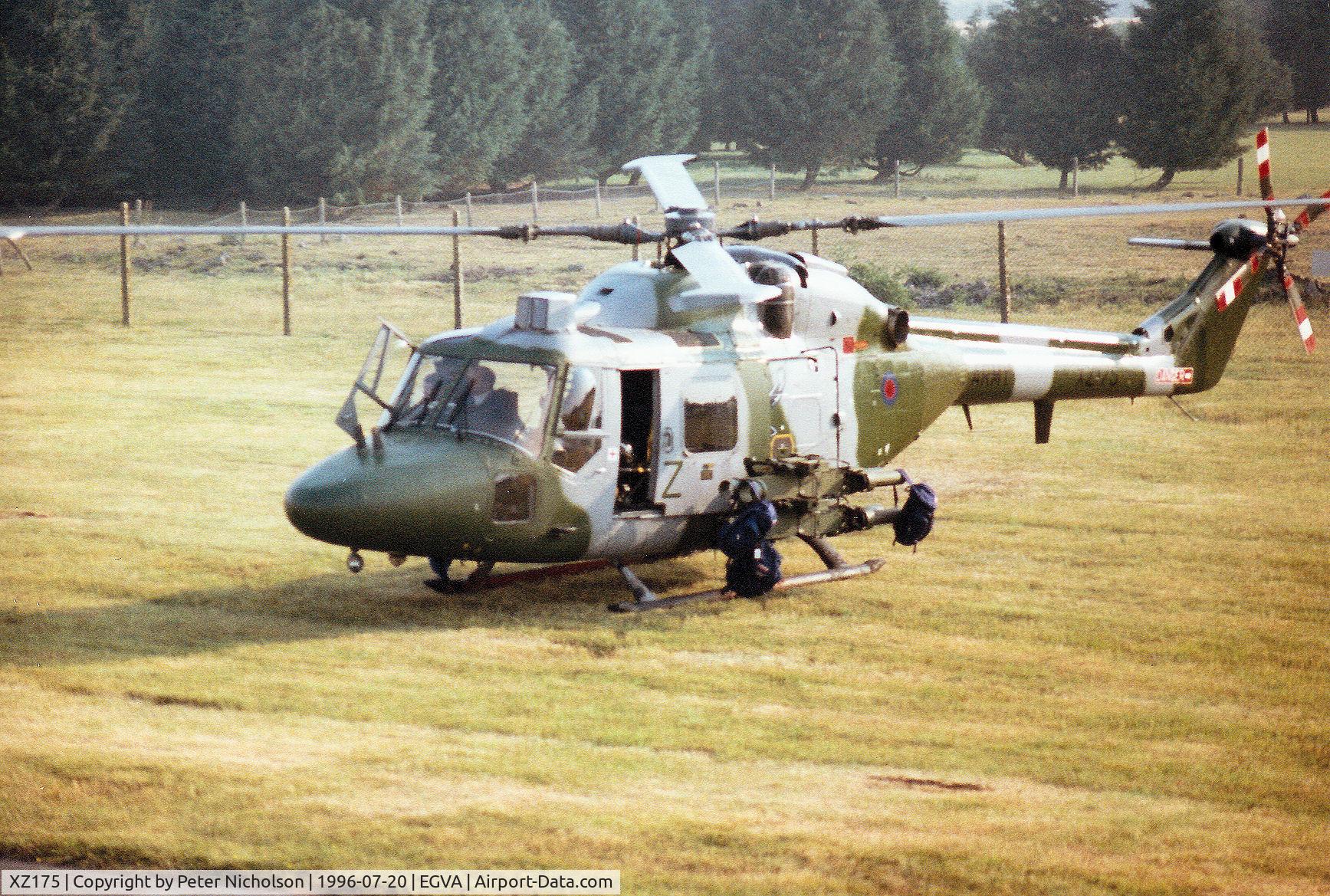 XZ175, 1977 Westland Lynx AH.7 C/N 030, Lynx AH.7 of the Army Air Corps Blue Eagles display team at the 1996 Royal Intnl Air Tattoo at RAF Fairford.