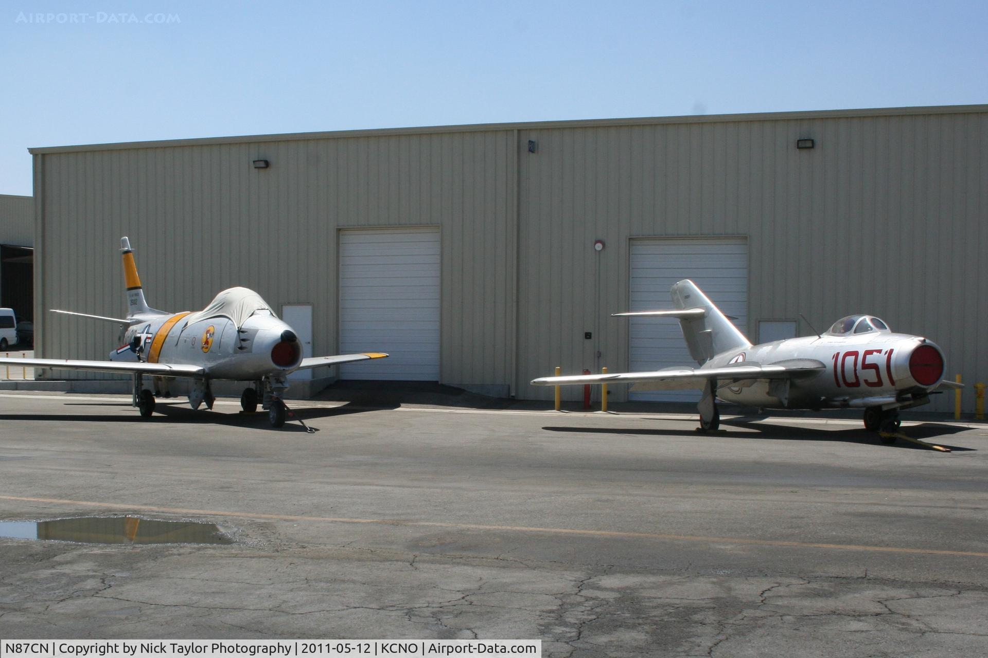 N87CN, Mikoyan-Gurevich MiG-15 C/N 910-51, Parked with N186AM getting ready for the weekend show.