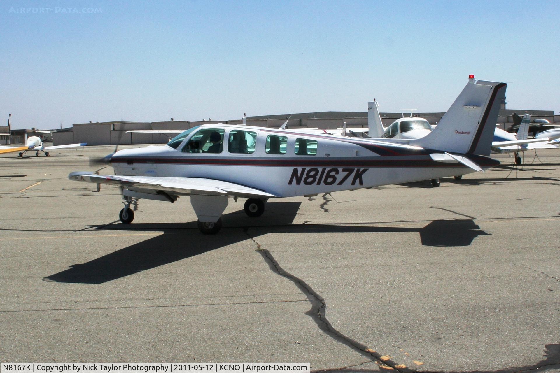 N8167K, 1993 Beech B36TC Turbo Bonanza C/N EA-547, Taxiing into a spot