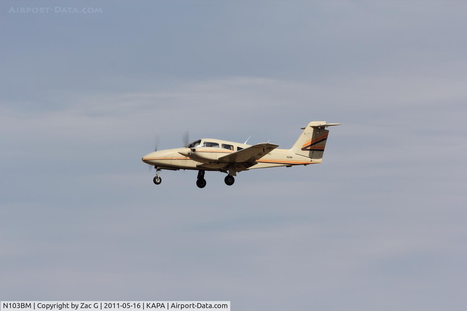 N103BM, 1980 Piper PA-44-180T Turbo Seminole C/N 44-8107007, Landing on 35L.