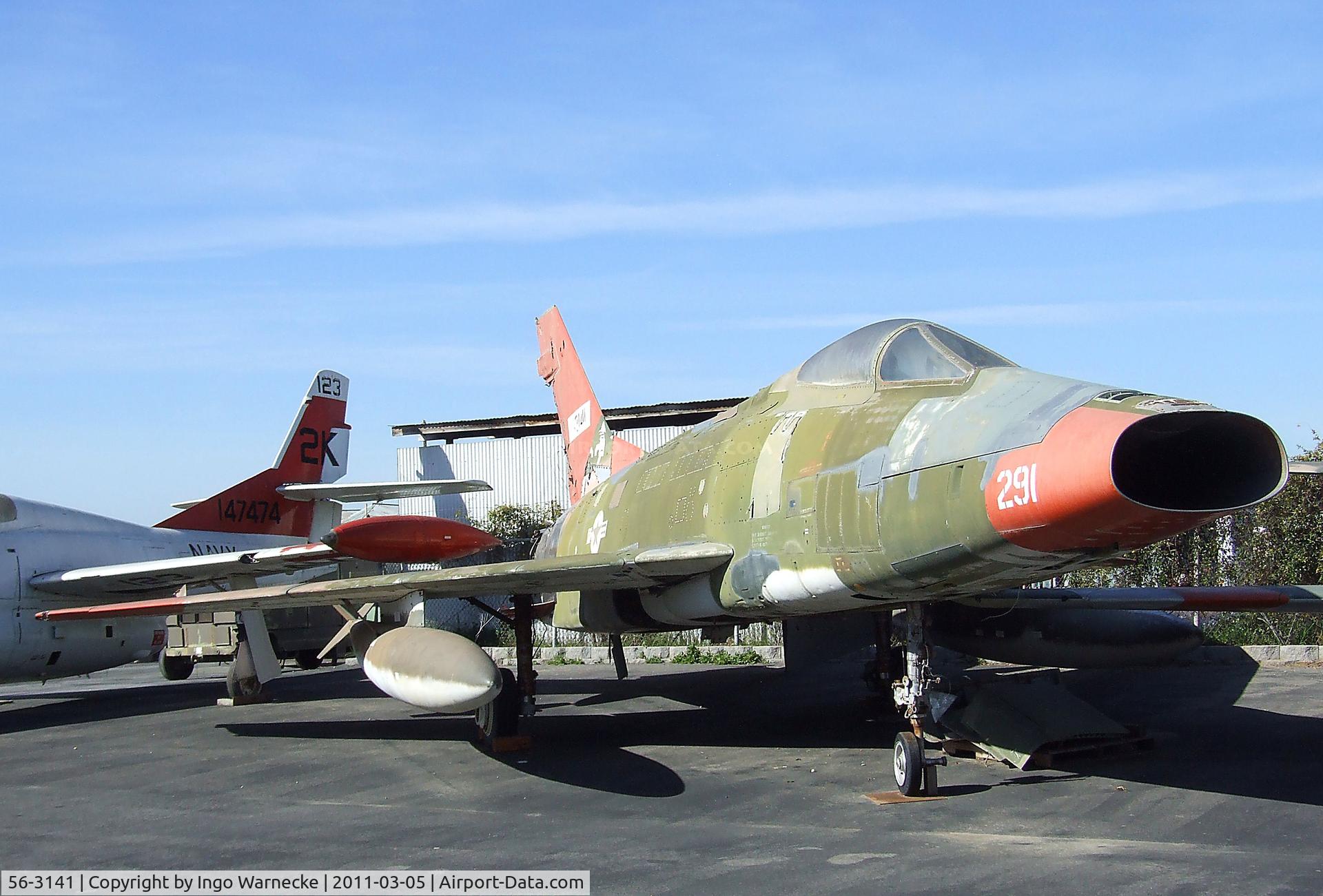 56-3141, 1956 North American F-100D Super Sabre C/N 235-239, North American F-100D Super Sabre at the Planes of Fame Air Museum, Chino CA