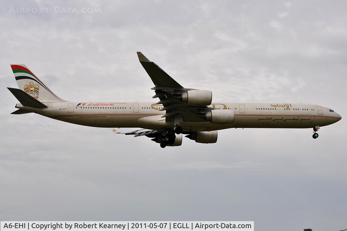 A6-EHI, 2008 Airbus A340-642X C/N 929, On short finals for r/w 9L