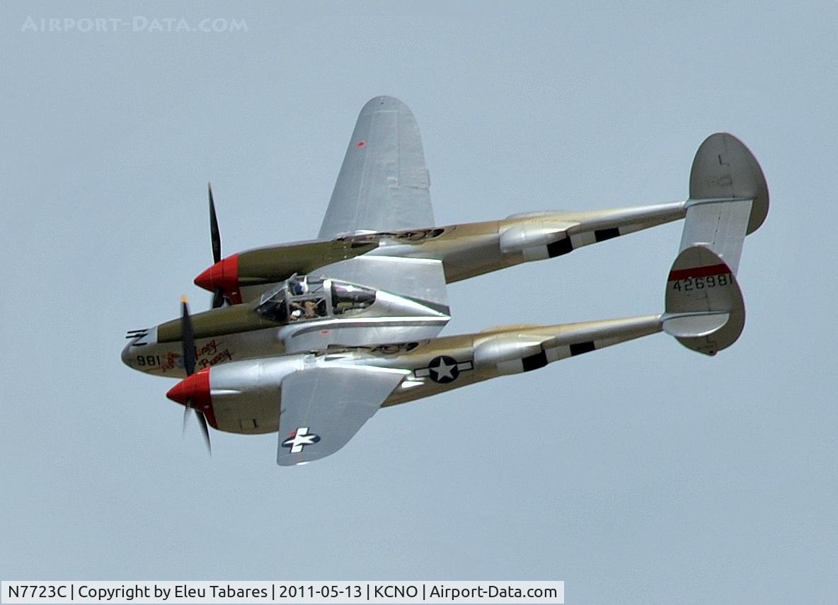 N7723C, 1944 Lockheed P-38L-5 Lightning C/N 7985, Taken at Chino Airport in Chino, California.