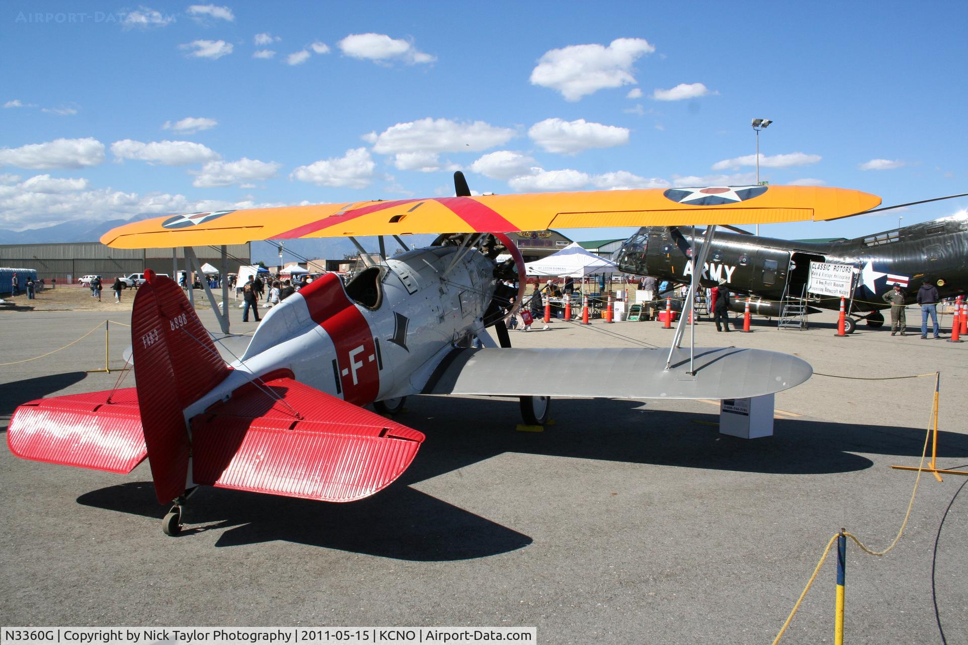 N3360G, 1932 Boeing P-12E C/N 32-17, Displayed with an F/A-18