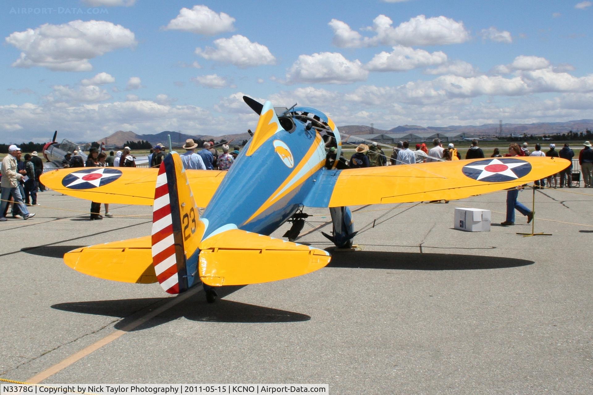 N3378G, 1933 Boeing P-26 Peashooter C/N 33123, On display at the Planes of Fame Air Show