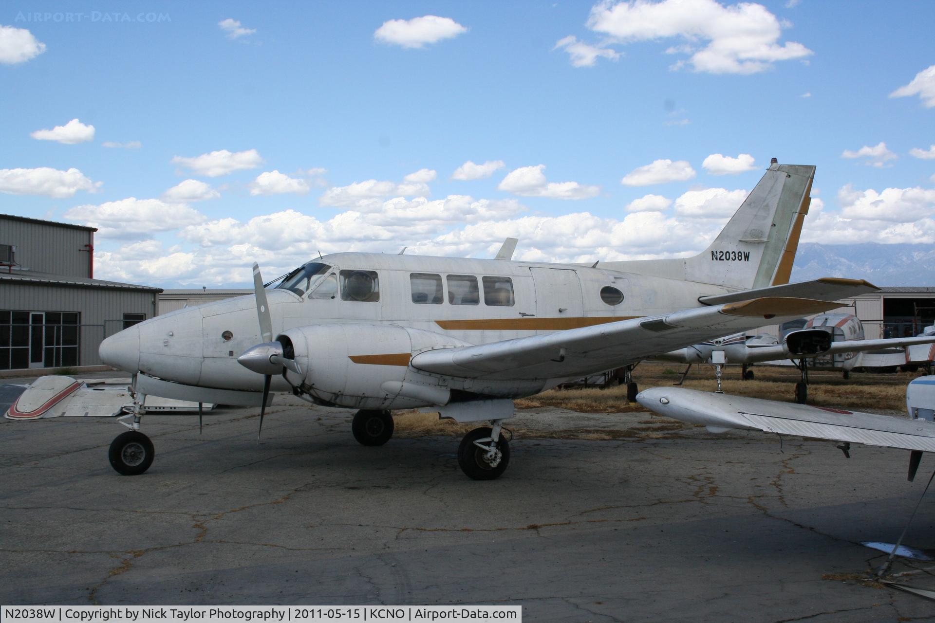 N2038W, 1973 Beech 65-B80 Queen Air C/N LD-459, Parked at Chino