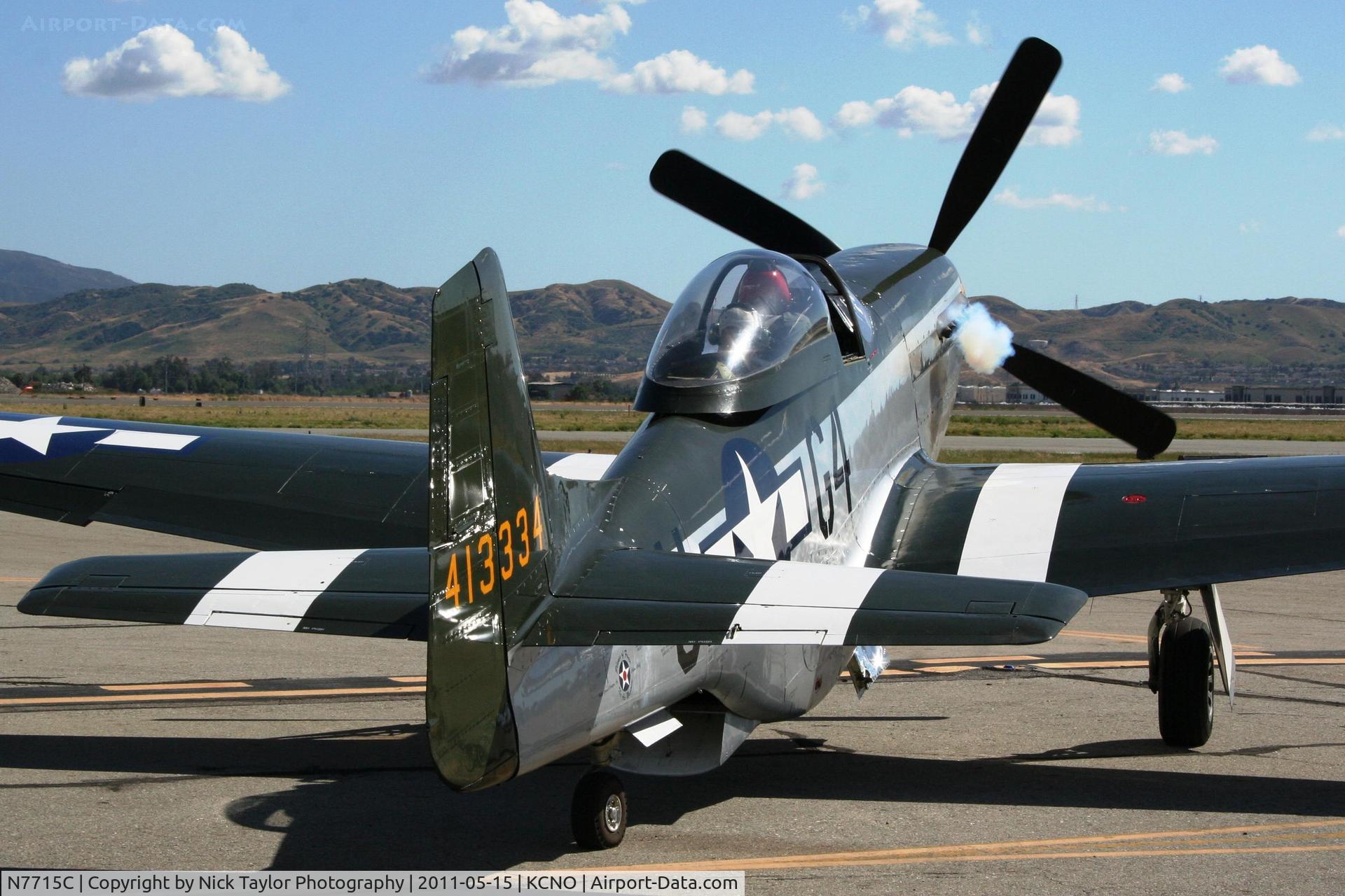 N7715C, 1944 North American P-51D C/N 44-84961A (124-44817), Wee Willy II starting up