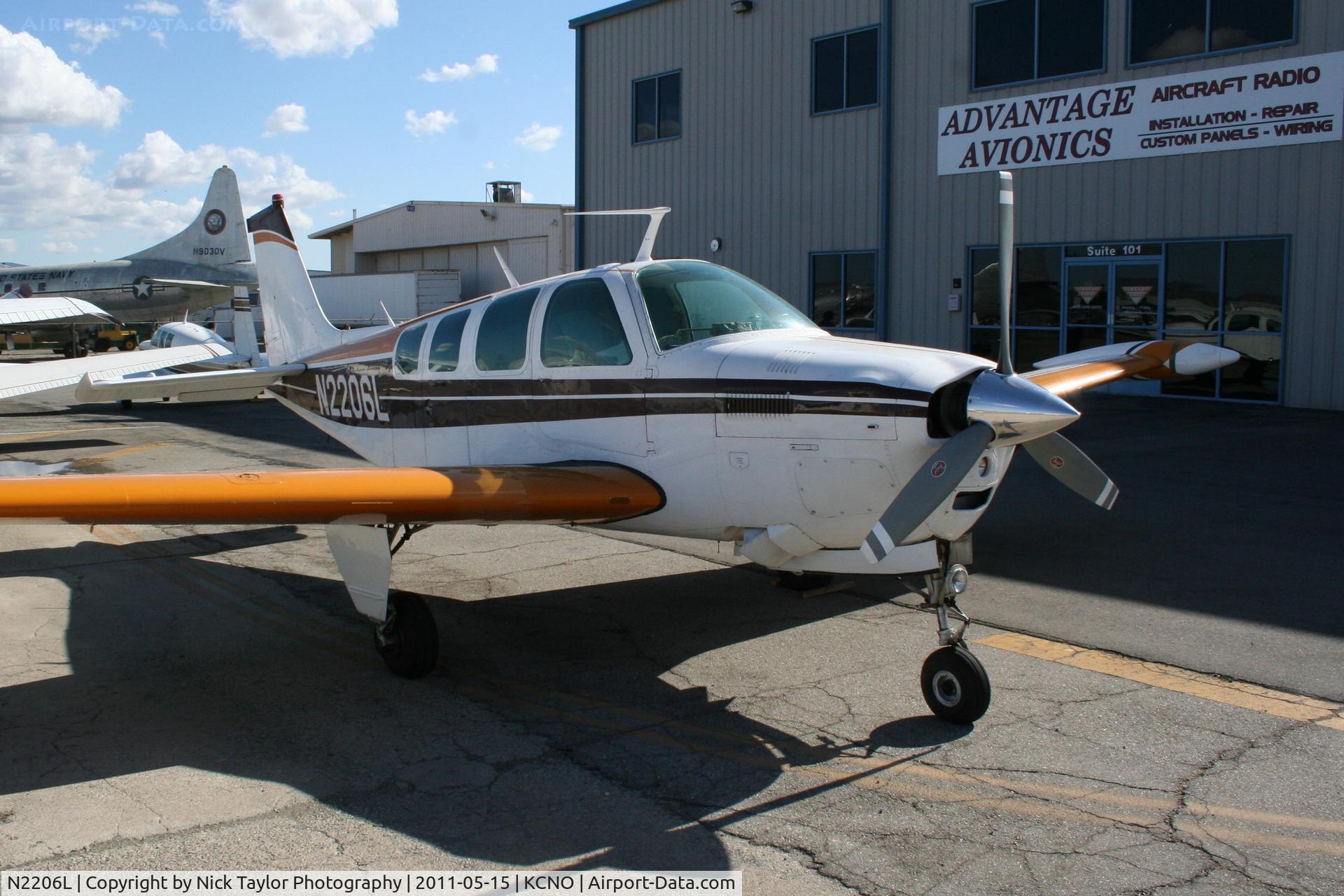 N2206L, 1976 Beech A36 Bonanza 36 C/N E-917, Parked at Chino **Made an emergency landing 6/24/11 at the El Monte Airport. See link below