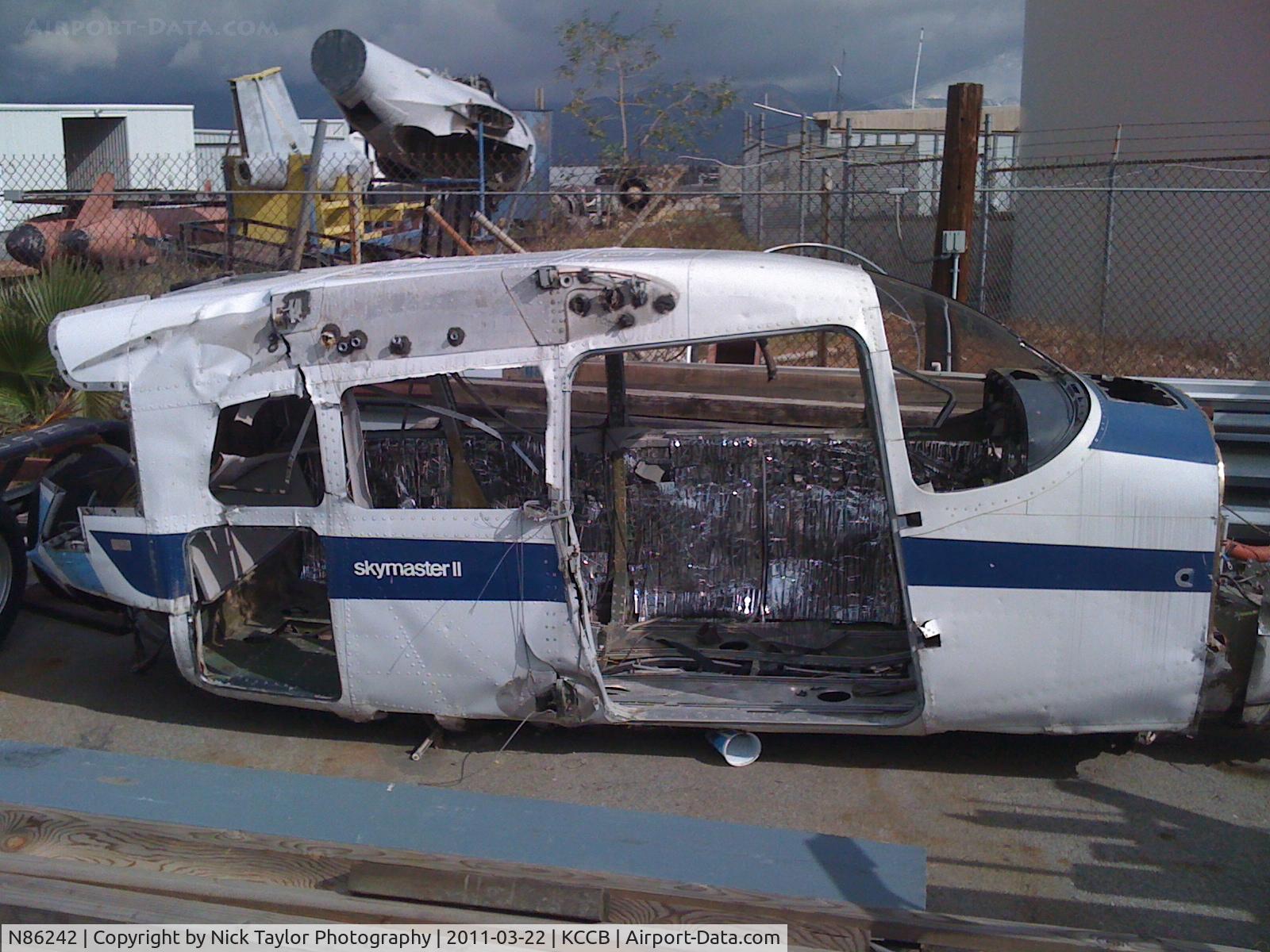N86242, 1969 Cessna T337D C/N 337-1126, This Skymaster had a forced landing on 2/15/09 Now sits in a yard at Cable.