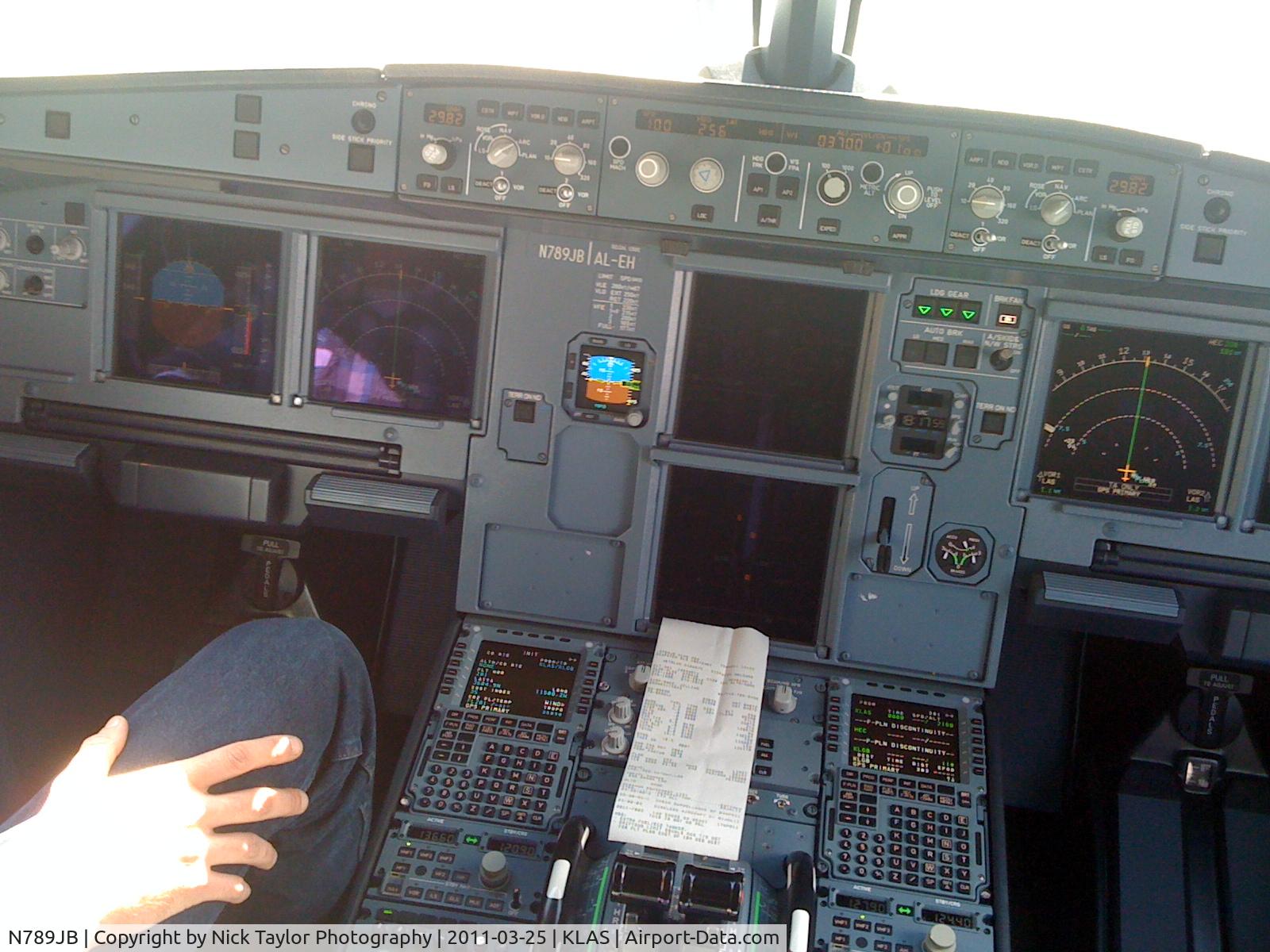 N789JB, 2011 Airbus A320-232 C/N 4612, Sitting in the cockpit of N789JB my ride from LGB-LAS