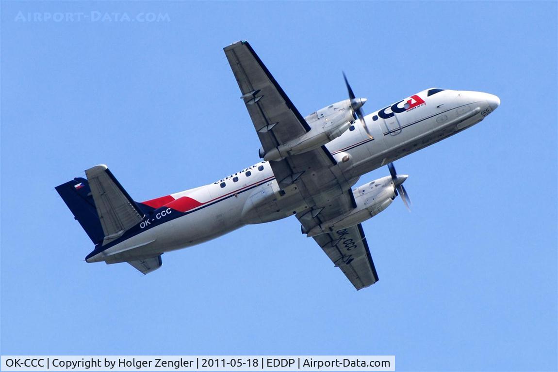 OK-CCC, 1990 Saab 340B C/N 340B-208, Leipzig´s link to Brussels and Prague departing on the eastern leg.