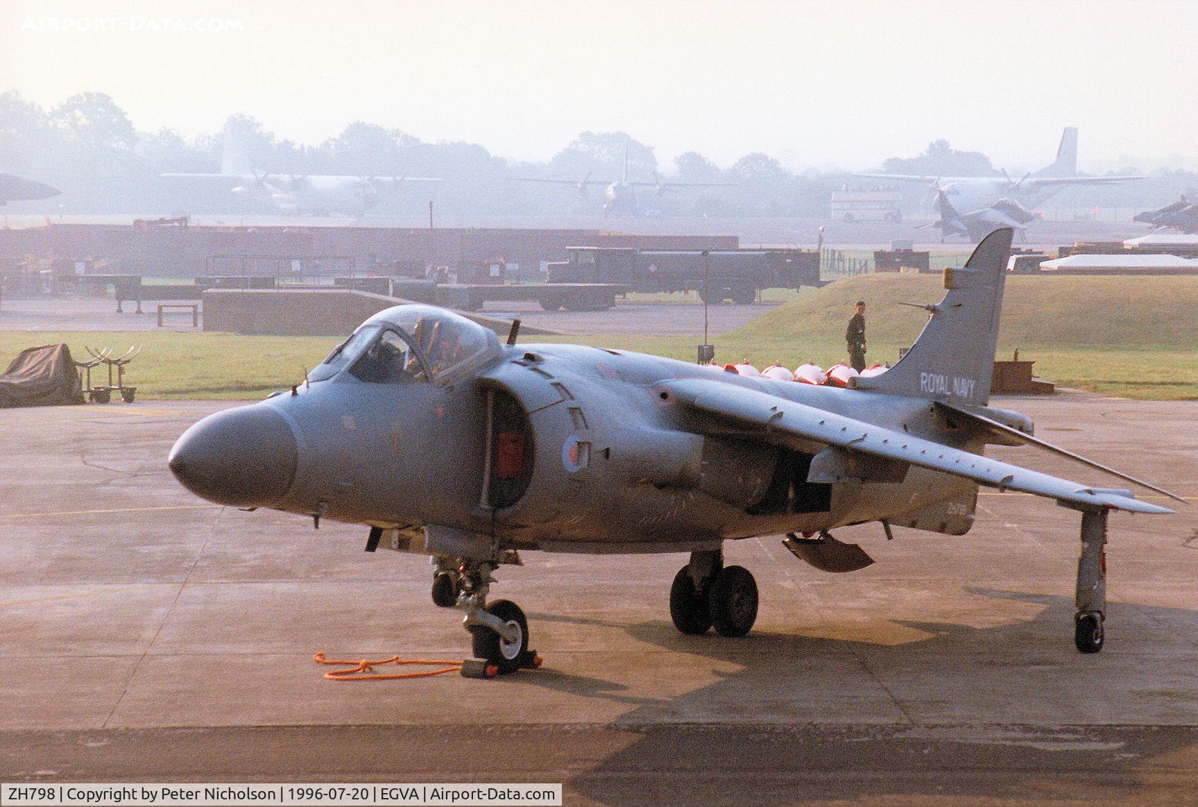ZH798, British Aerospace Sea Harrier F/A.2 C/N NB03, Sea Harrier F/A.2 of RNAS Yeovilton's 800 Squadron on the flight-line at the 1996 Royal Intnl Air Tattoo at RAF Fairford.