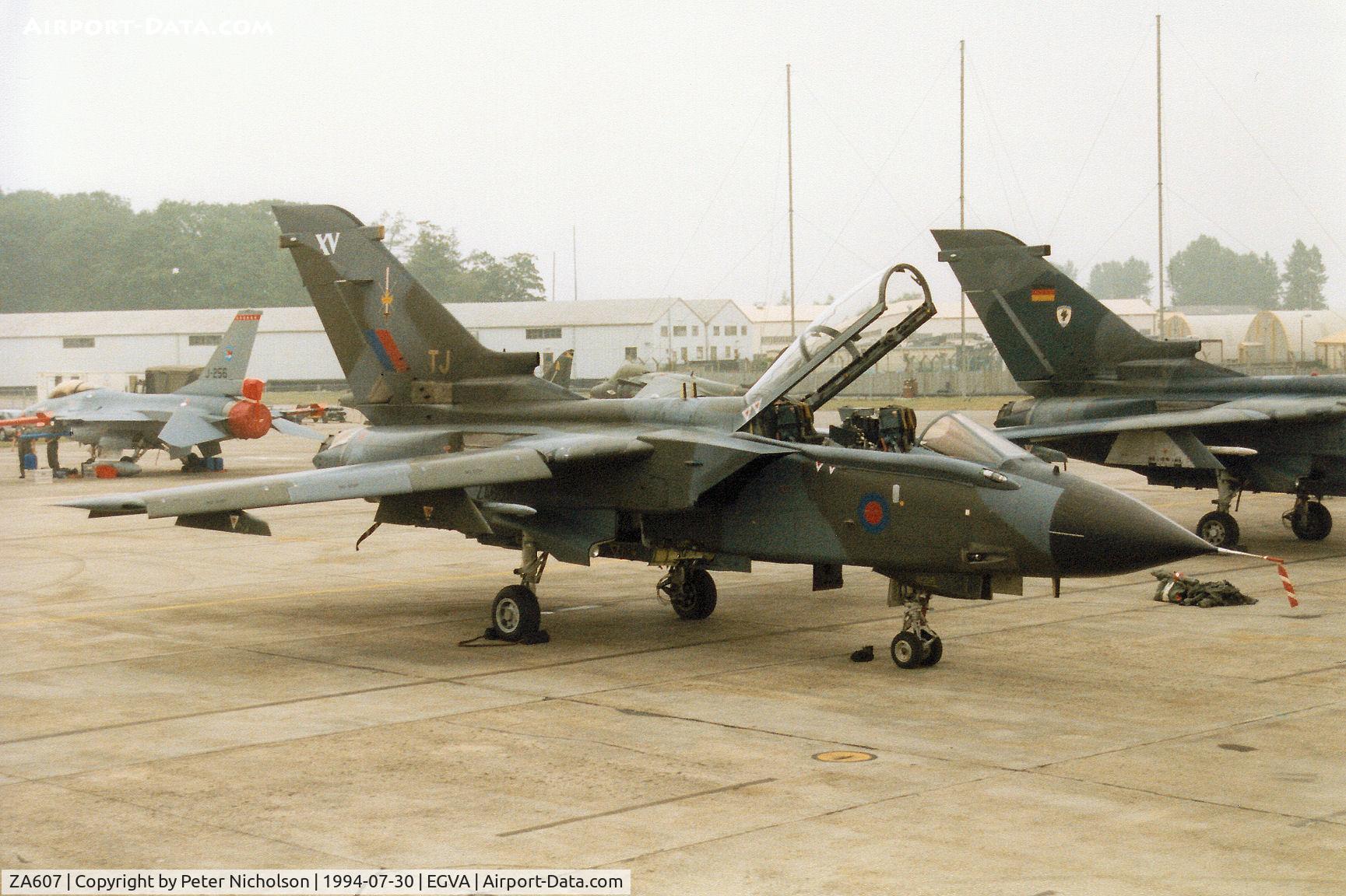 ZA607, 1982 Panavia Tornado GR.1 C/N 138/BS044/3071, Tornado GR.1 of 15[Reserve] Squadron at RAF Lossiemouth on the flight-line at the 1994 Intnl Air Tattoo at RAF Fairford.