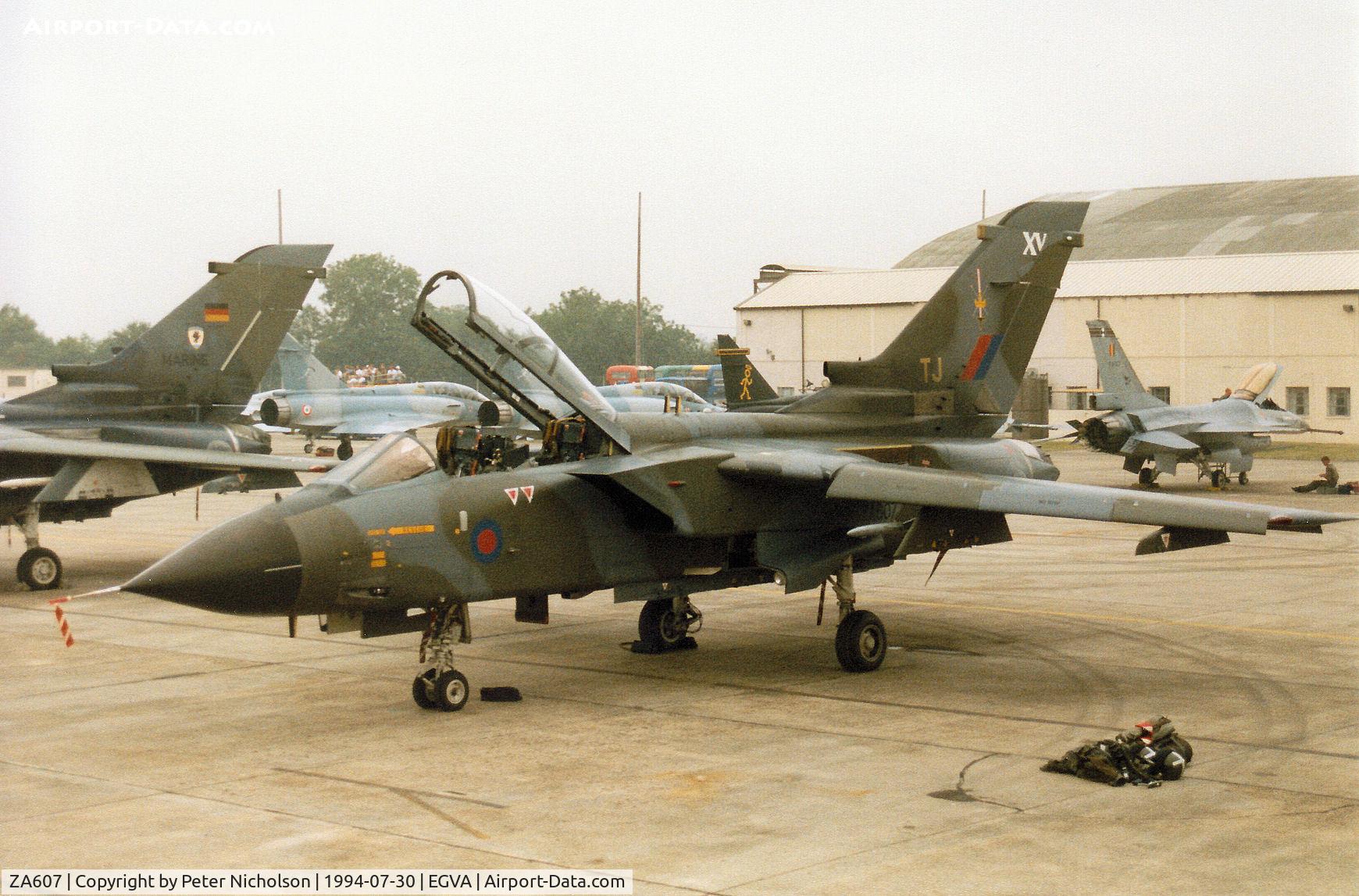 ZA607, 1982 Panavia Tornado GR.1 C/N 138/BS044/3071, Tornado GR.1 of 15[Reserve] Squadron at RAF Lossiemouth on the flight-line at the 1994 Intnl Air Tattoo at RAF Fairford.