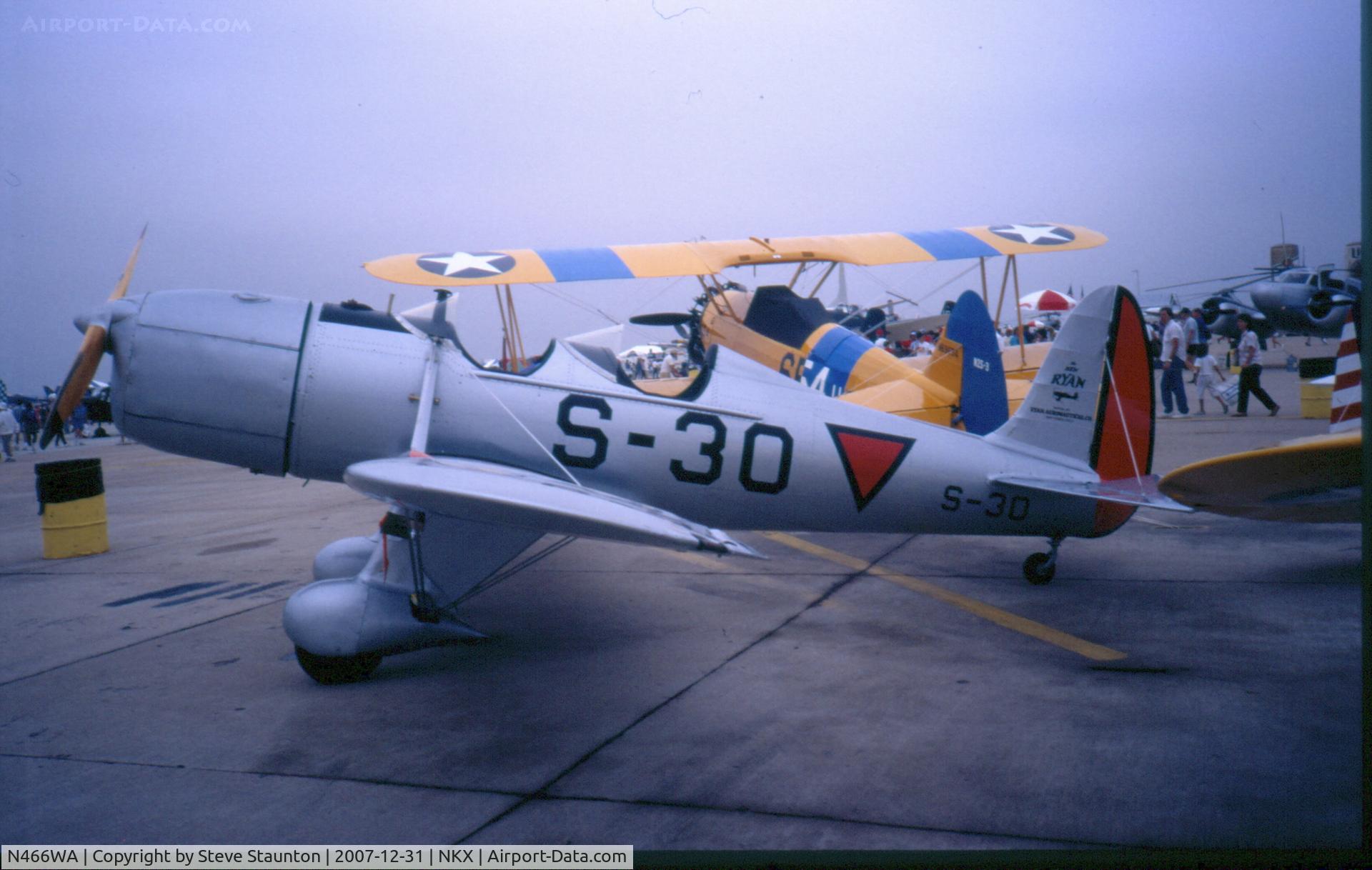 N466WA, 1940 Ryan STM-S2 C/N 466, Taken at NAS Miramar Airshow in 1988 (scan of a slide) 
