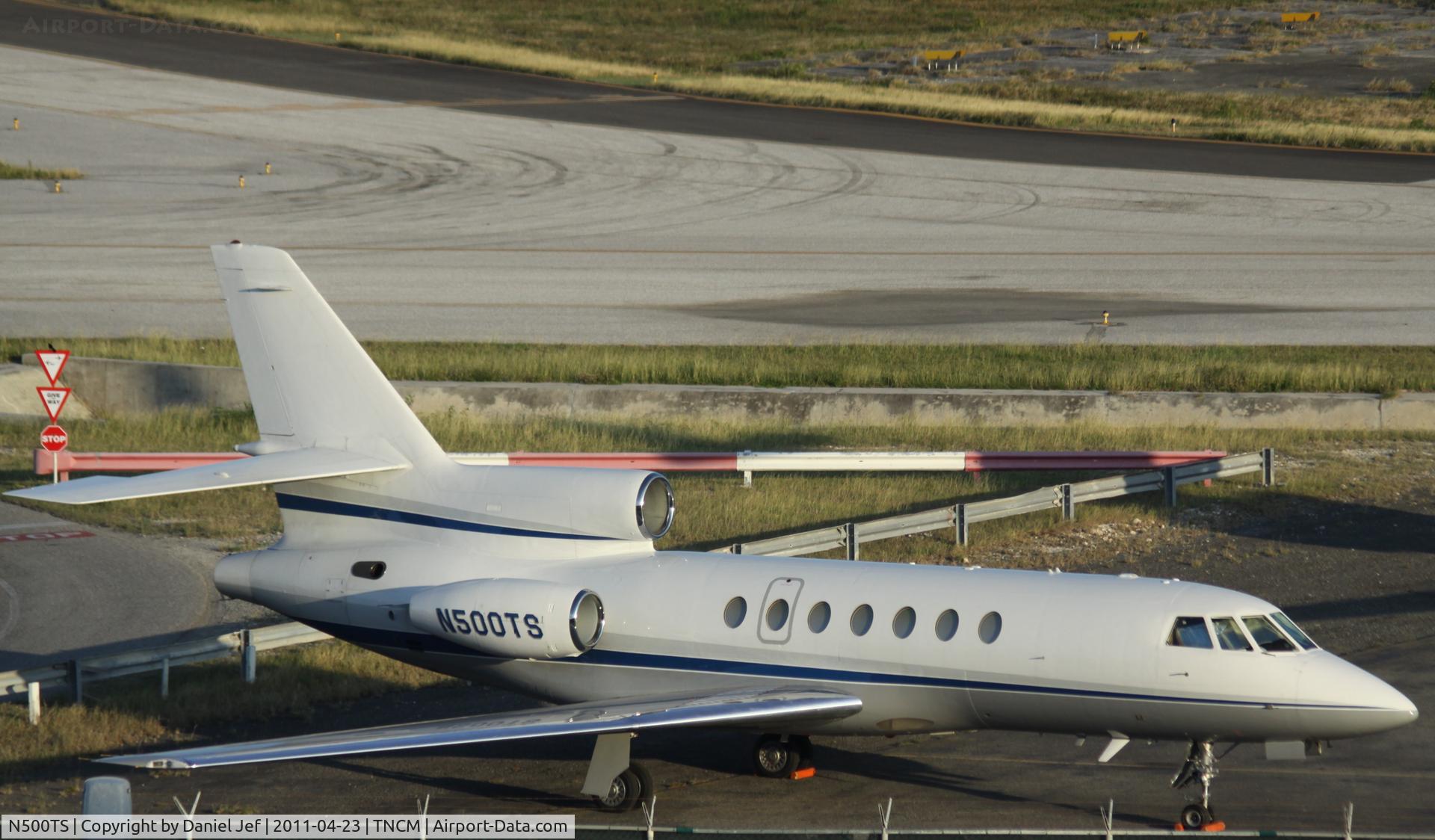 N500TS, 1987 Dassault Falcon 50 C/N 179, N500TS park on the cargo ramp at TNCM
