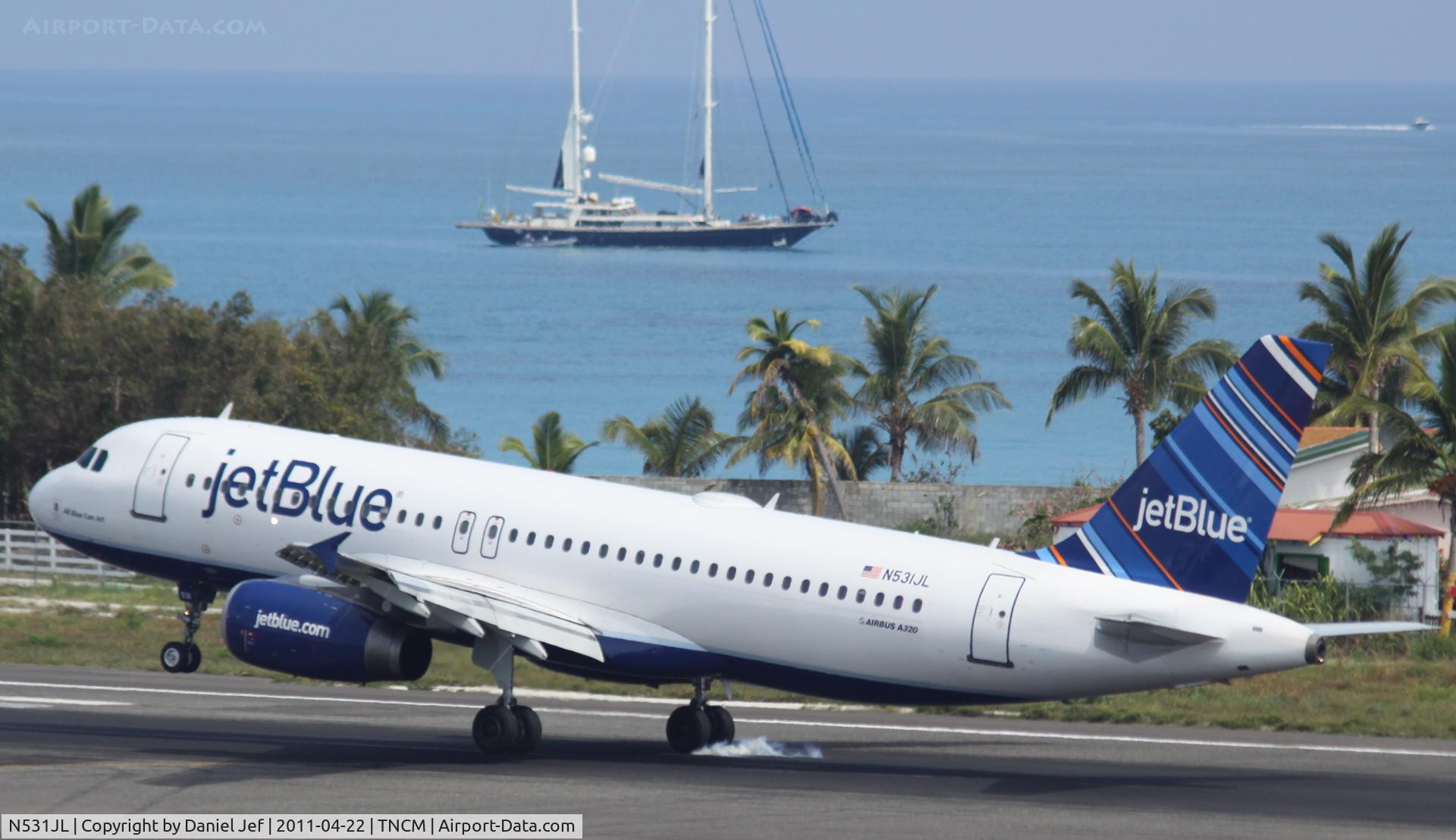 N531JL, 2001 Airbus A320-232 C/N 1650, Jet Blue N531JL landing at TNCM