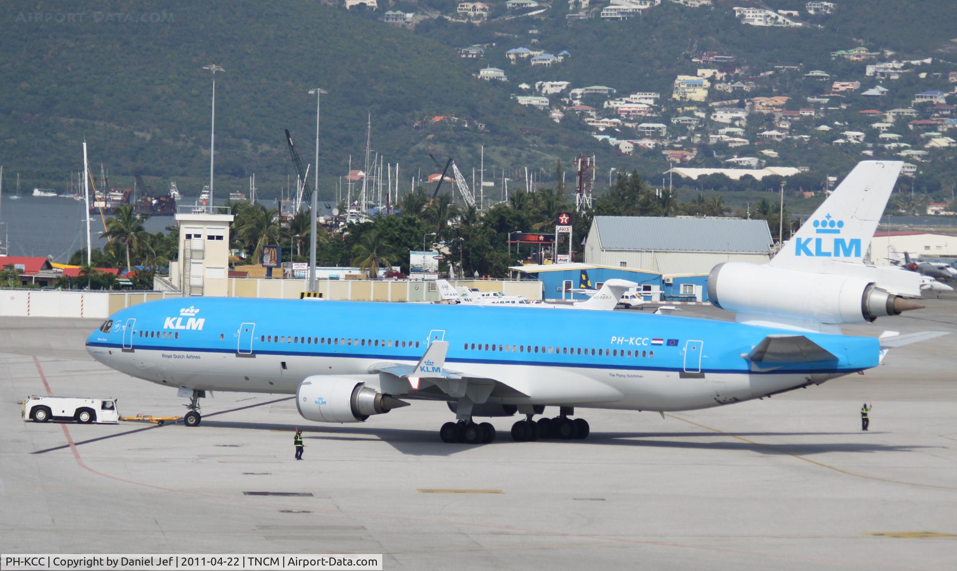 PH-KCC, 1994 McDonnell Douglas MD-11 C/N 48557, KLM PH-KCC being push back from the gates at TNCM