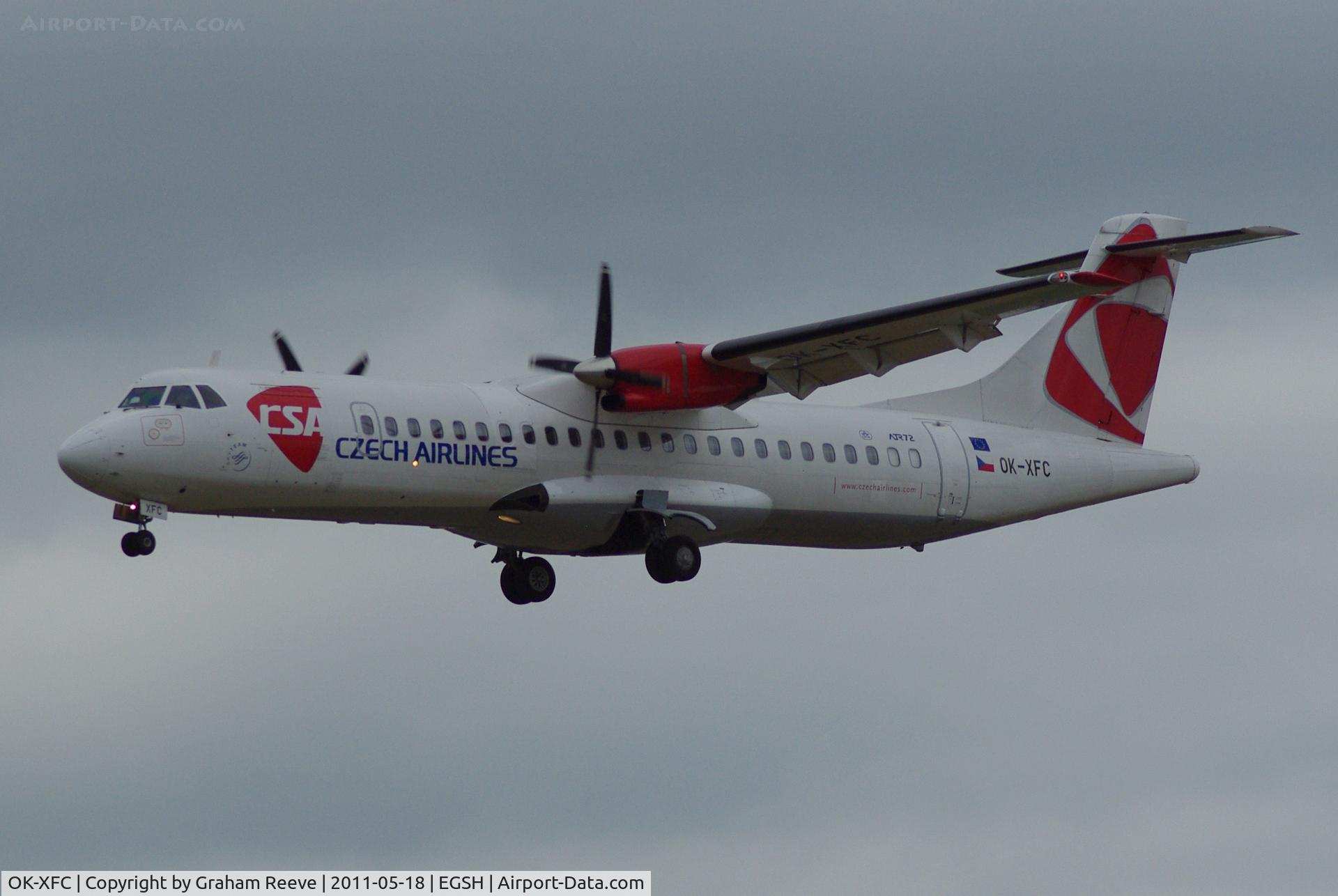 OK-XFC, 1992 ATR 72-202 C/N 299, About to land.