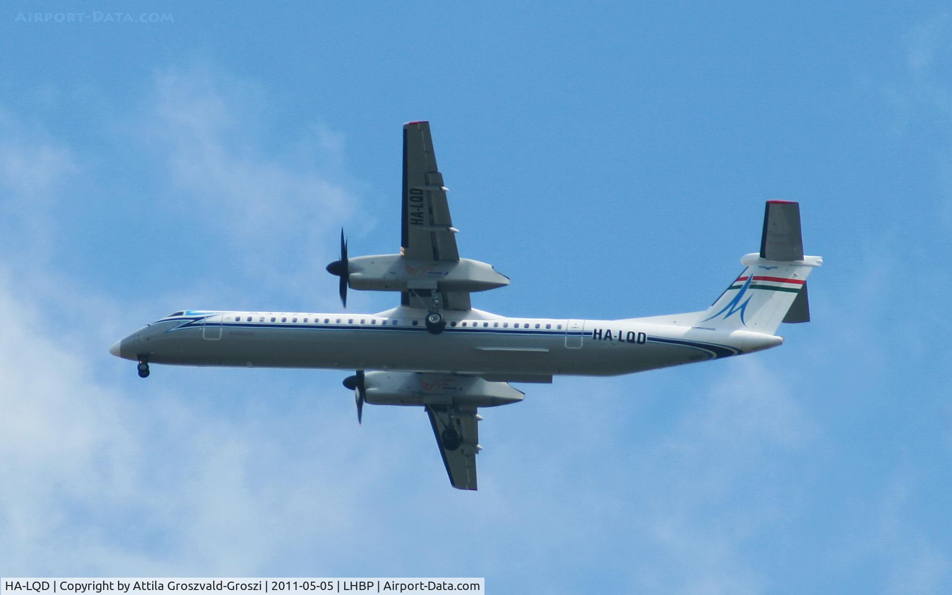 HA-LQD, 2002 De Havilland Canada DHC-8-402Q Dash 8 C/N 4063, Getting off direction Budapest Ferihegy onto an International Airport, in Üllö city airspace.