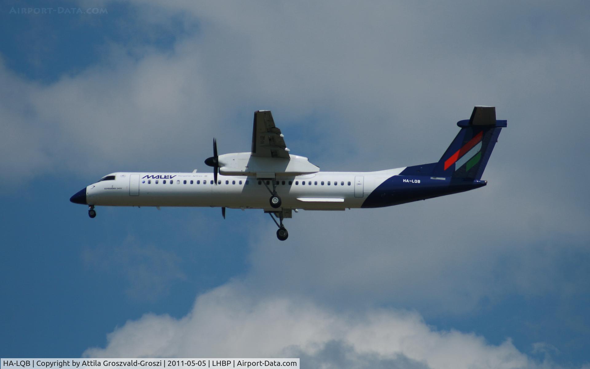 HA-LQB, 2001 De Havilland Canada DHC-8-402Q Dash 8 C/N 4057, Getting off direction Budapest Ferihegy onto an International Airport, in Üllö city airspace.