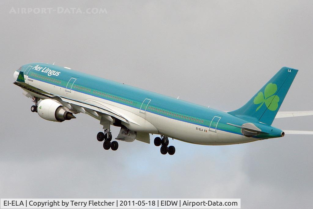 EI-ELA, 2010 Airbus A330-302X C/N 1106, Aer Lingus A330 lifts off from Dublin