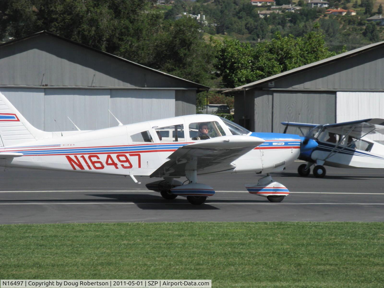 N16497, 1973 Piper PA-28-235 Cherokee Charger C/N 28-7310101, 1973 Piper PA-28-235 CHEROKEE CHARGER, Lycoming O-540-D4B5 235 Hp, takeoff roll Rwy 04