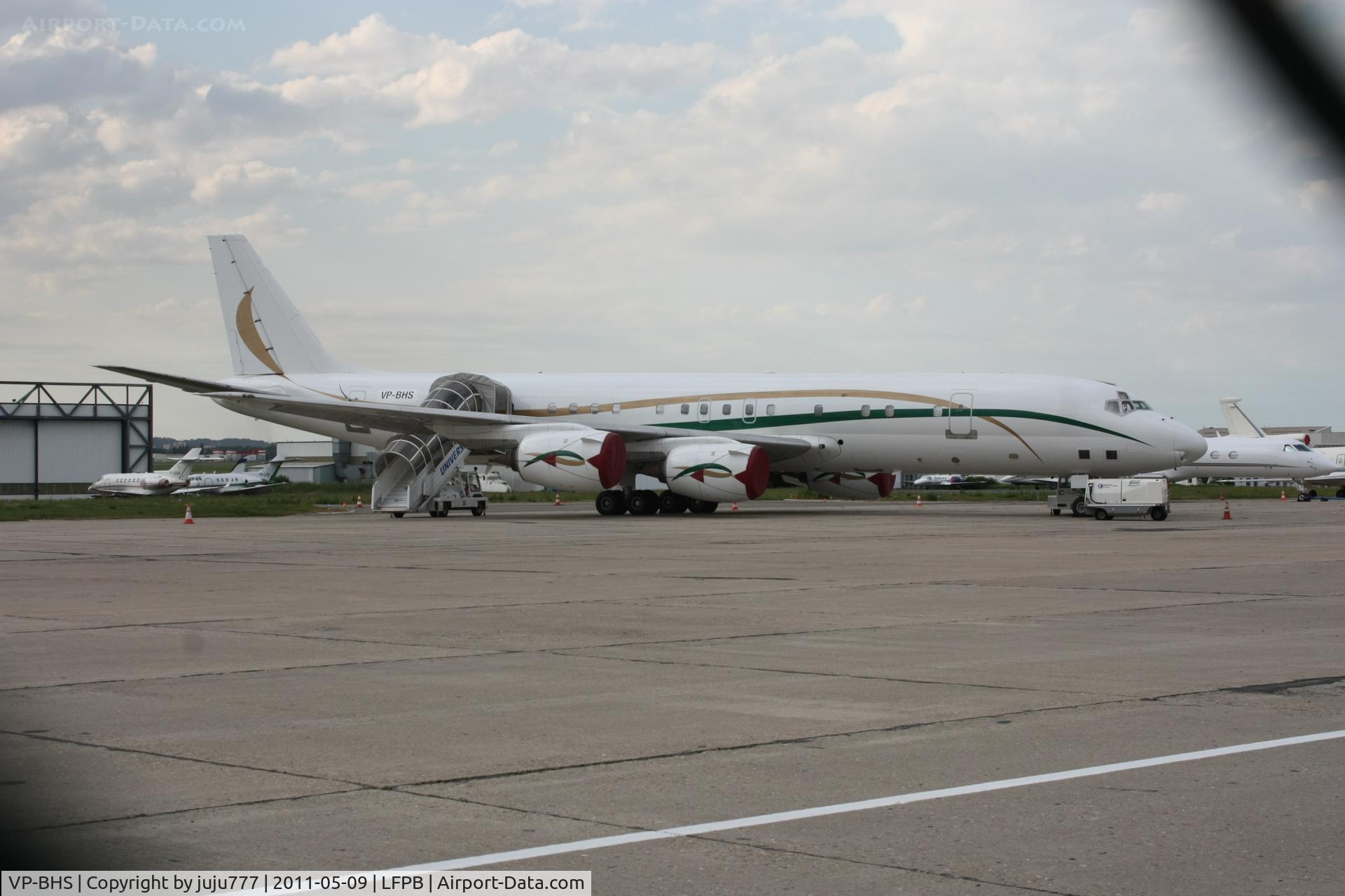 VP-BHS, 1969 Douglas DC-8-72 C/N 46067, on transit at Le Bourget