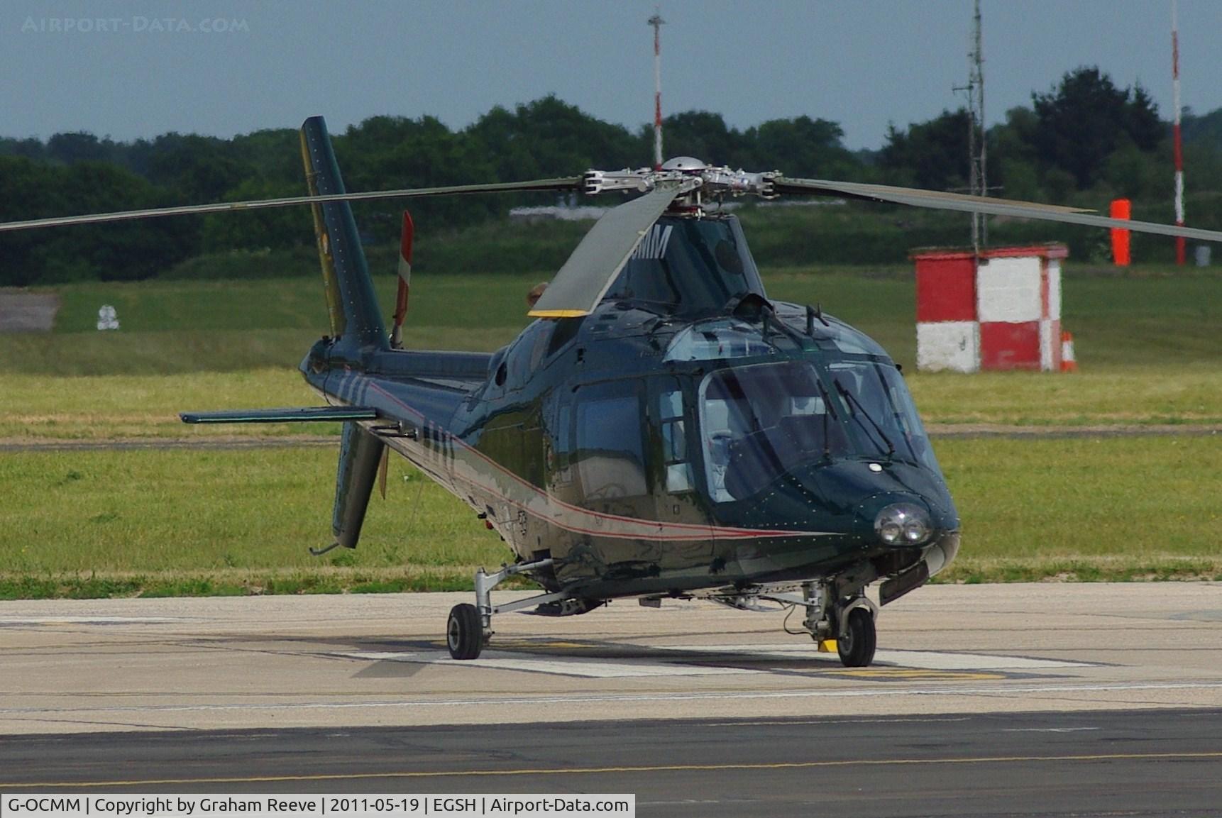 G-OCMM, 1985 Agusta A-109A-II C/N 7347, Parked at Norwich.